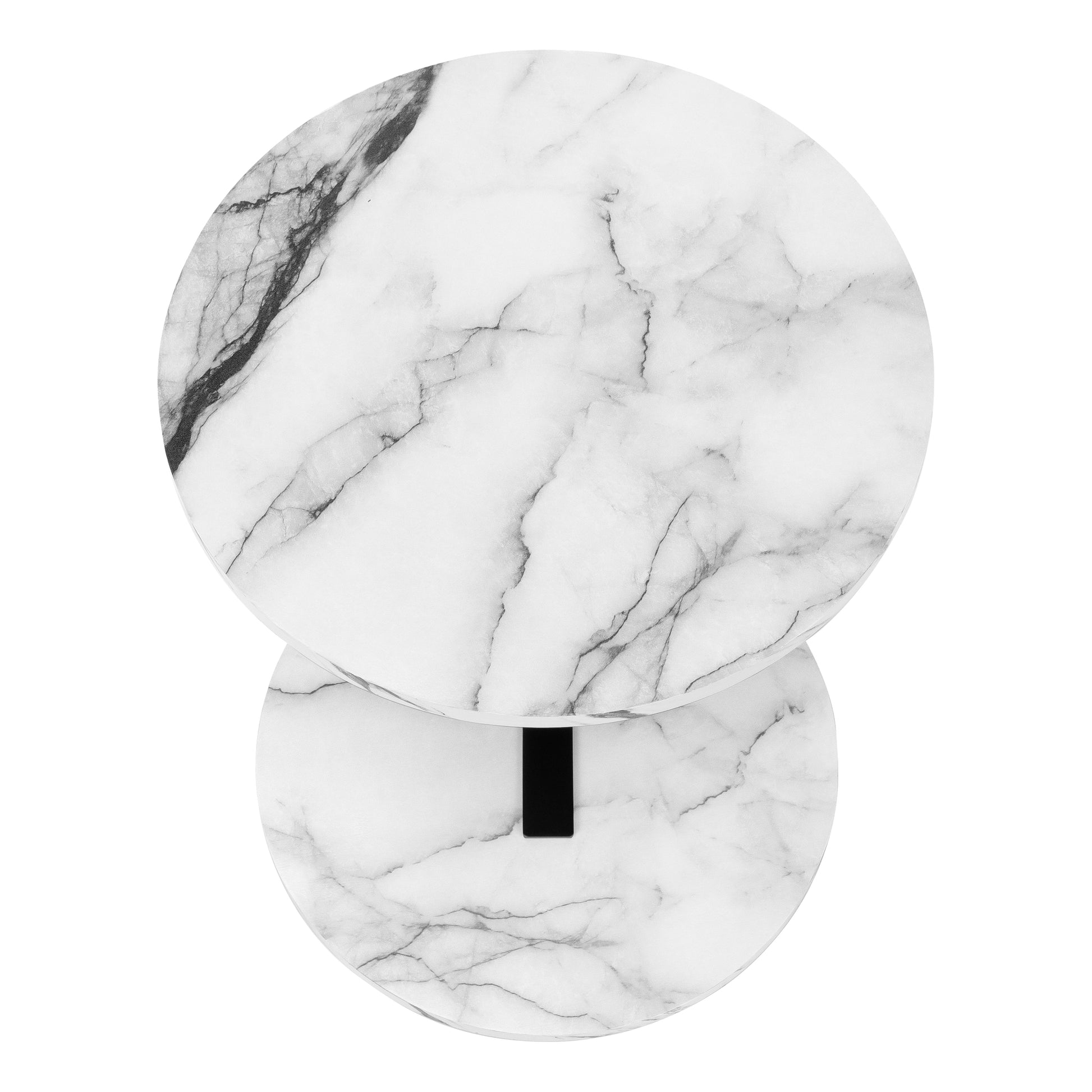 ACCENT TABLE - 24"H / WHITE MARBLE-LOOK / BLACK METAL-Accent Table-DECOROLALA