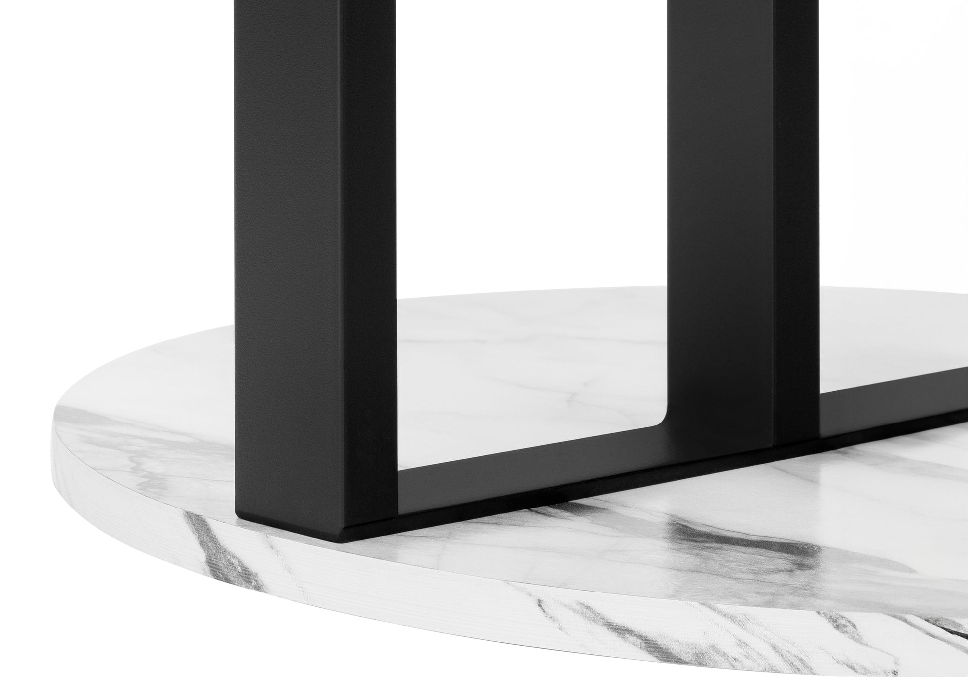 ACCENT TABLE - 24"H / WHITE MARBLE-LOOK / BLACK METAL-Accent Table-DECOROLALA