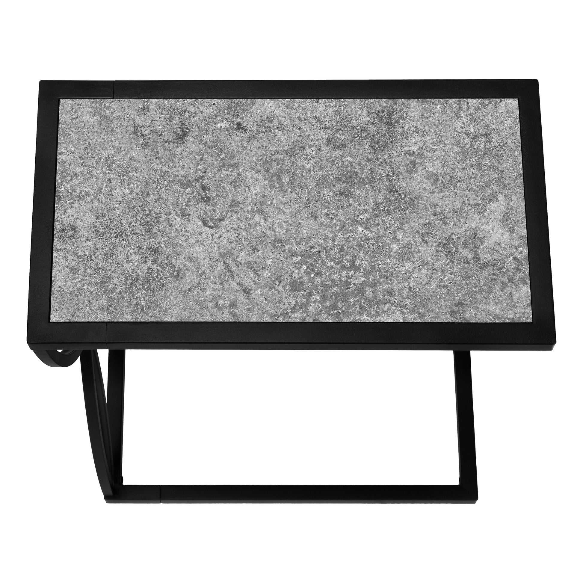 ACCENT TABLE - 25"H / GREY STONE-LOOK / BLACK METAL-Accent Table-DECOROLALA