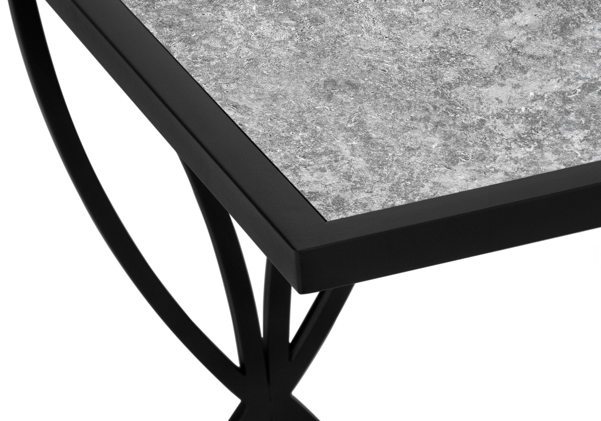 ACCENT TABLE - 25"H / GREY STONE-LOOK / BLACK METAL-Accent Table-DECOROLALA