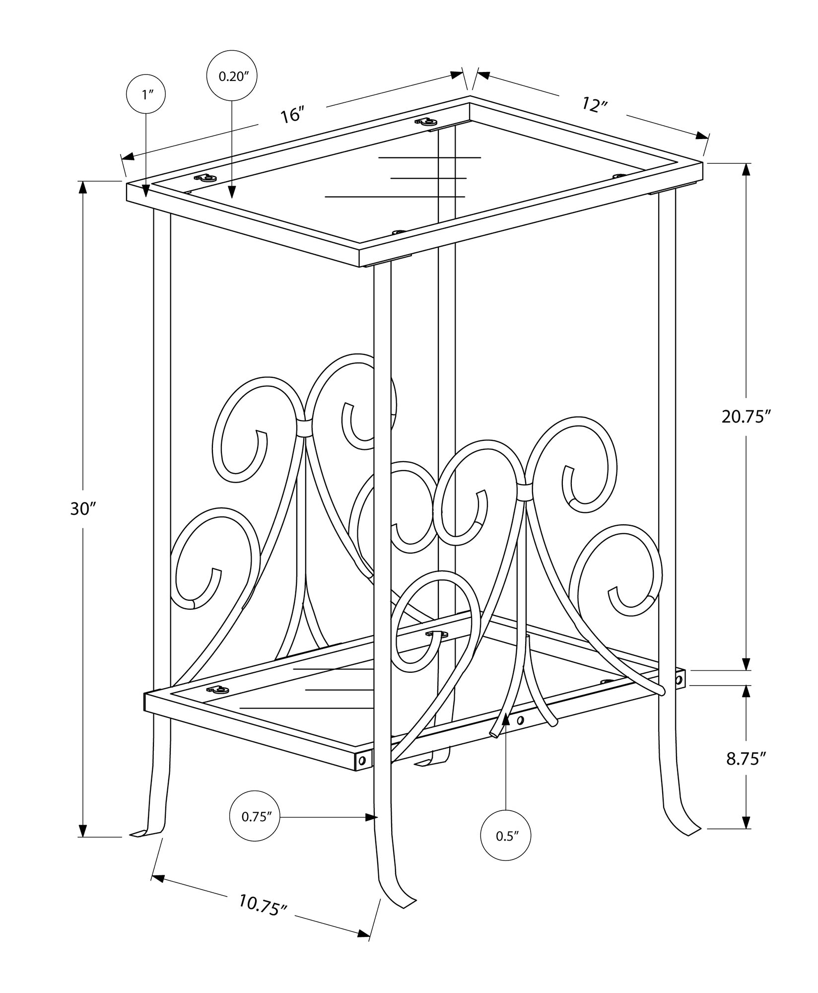 ACCENT TABLE - 30"H / SILVER METAL WITH TEMPERED GLASS-Accent Table-DECOROLALA