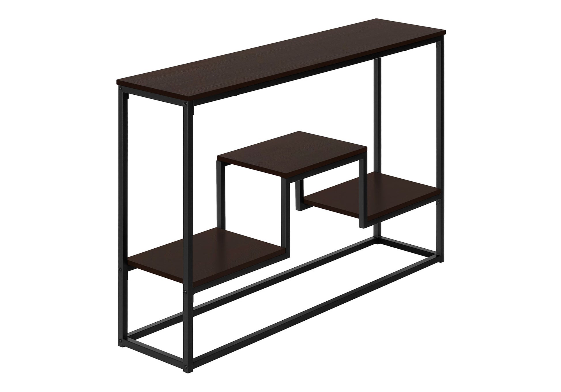 ACCENT TABLE - 48"L / ESPRESSO / BLACK METAL HALL CONSOLE-Accent Table-DECOROLALA