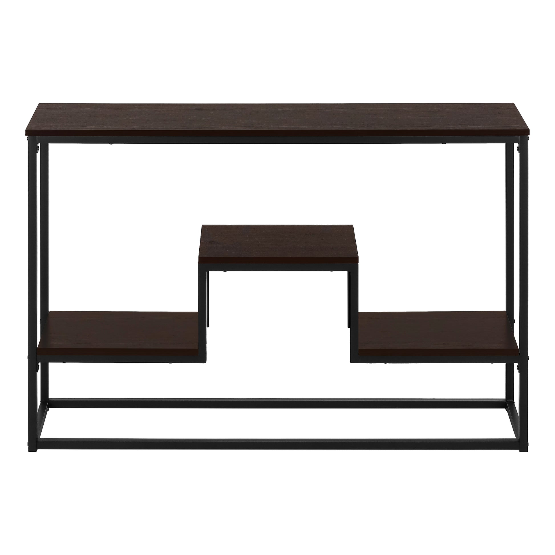 ACCENT TABLE - 48"L / ESPRESSO / BLACK METAL HALL CONSOLE-Accent Table-DECOROLALA
