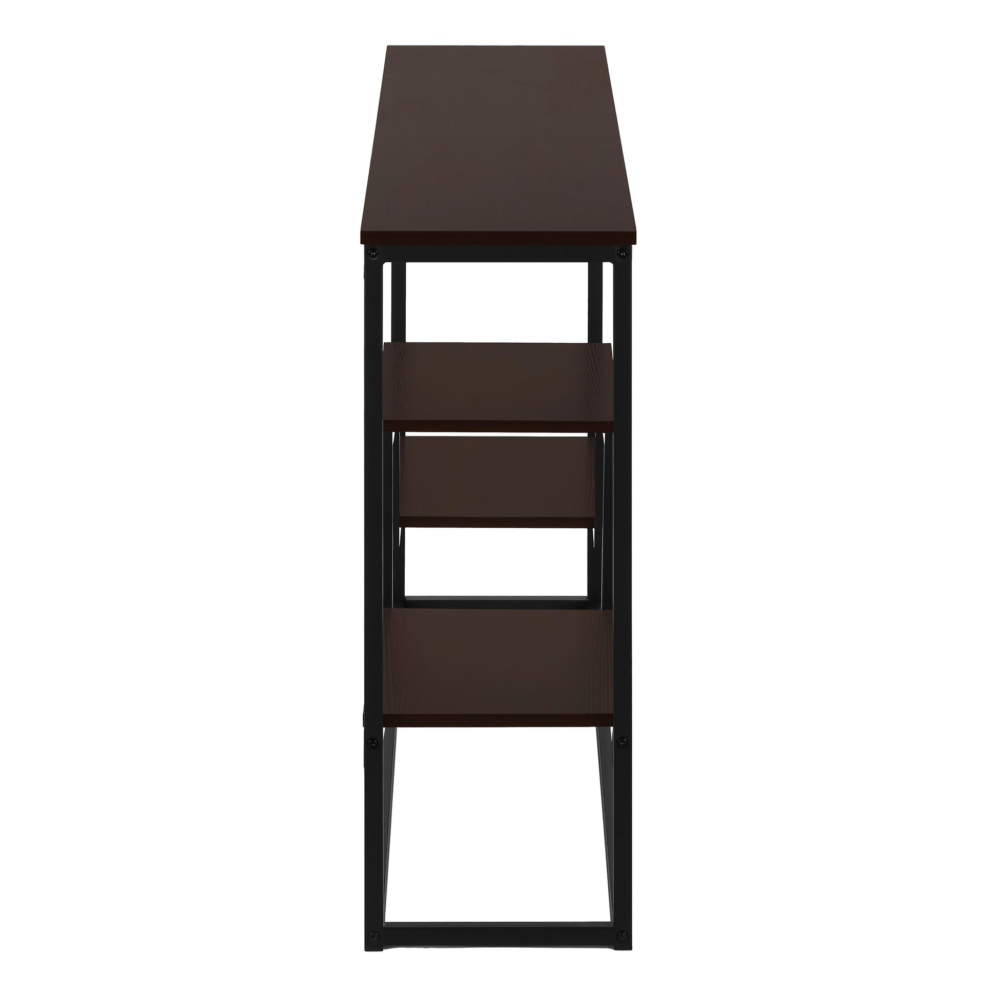 ACCENT TABLE - 48"L / ESPRESSO / BLACK METAL HALL CONSOLE-Accent Table-DECOROLALA