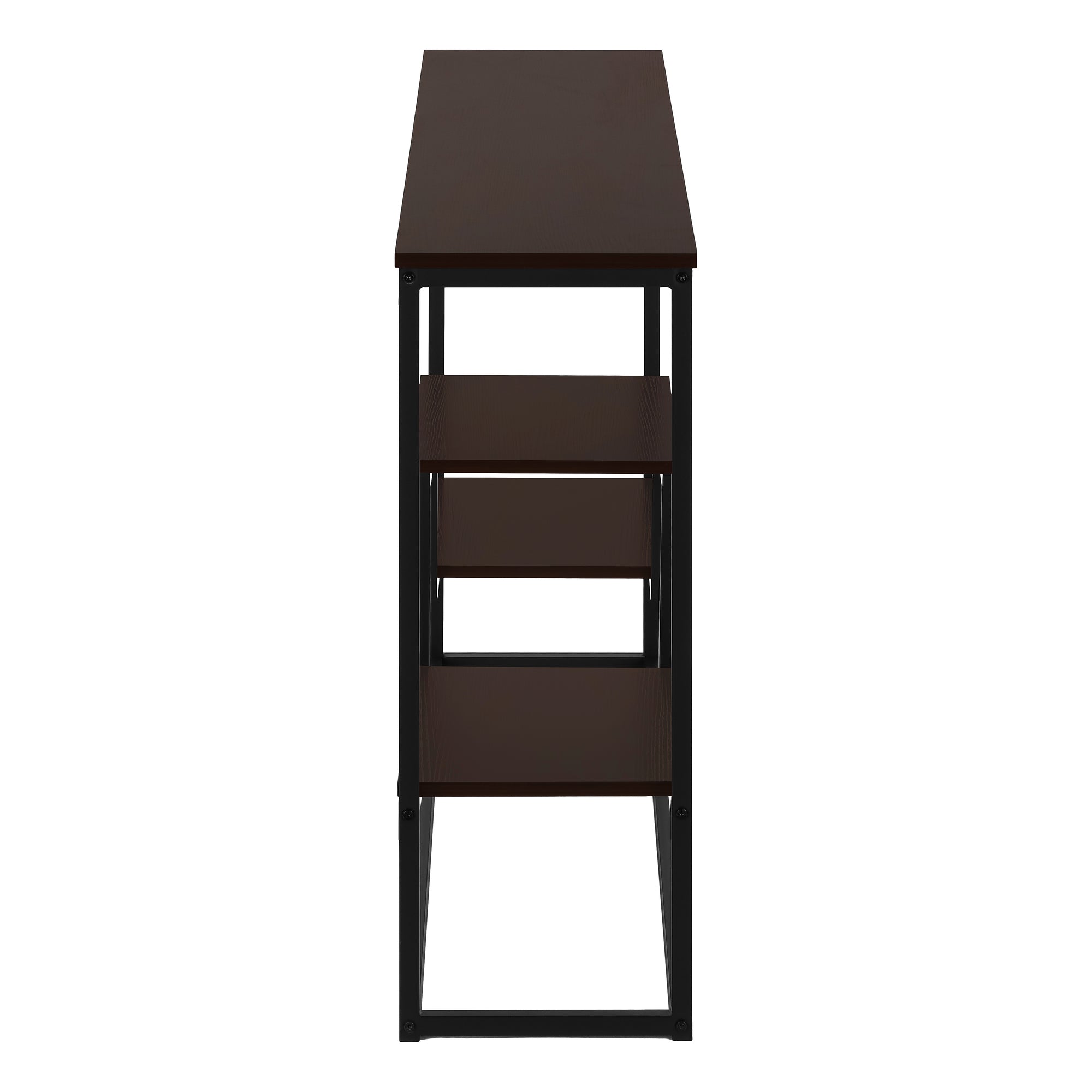 ACCENT TABLE - 48"L / ESPRESSO / BLACK METAL HALL CONSOLE-Accent Table-DECOROLALA