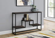 ACCENT TABLE - 48"L / ESPRESSO / BLACK METAL HALL CONSOLE-Accent Table-DECOROLALA