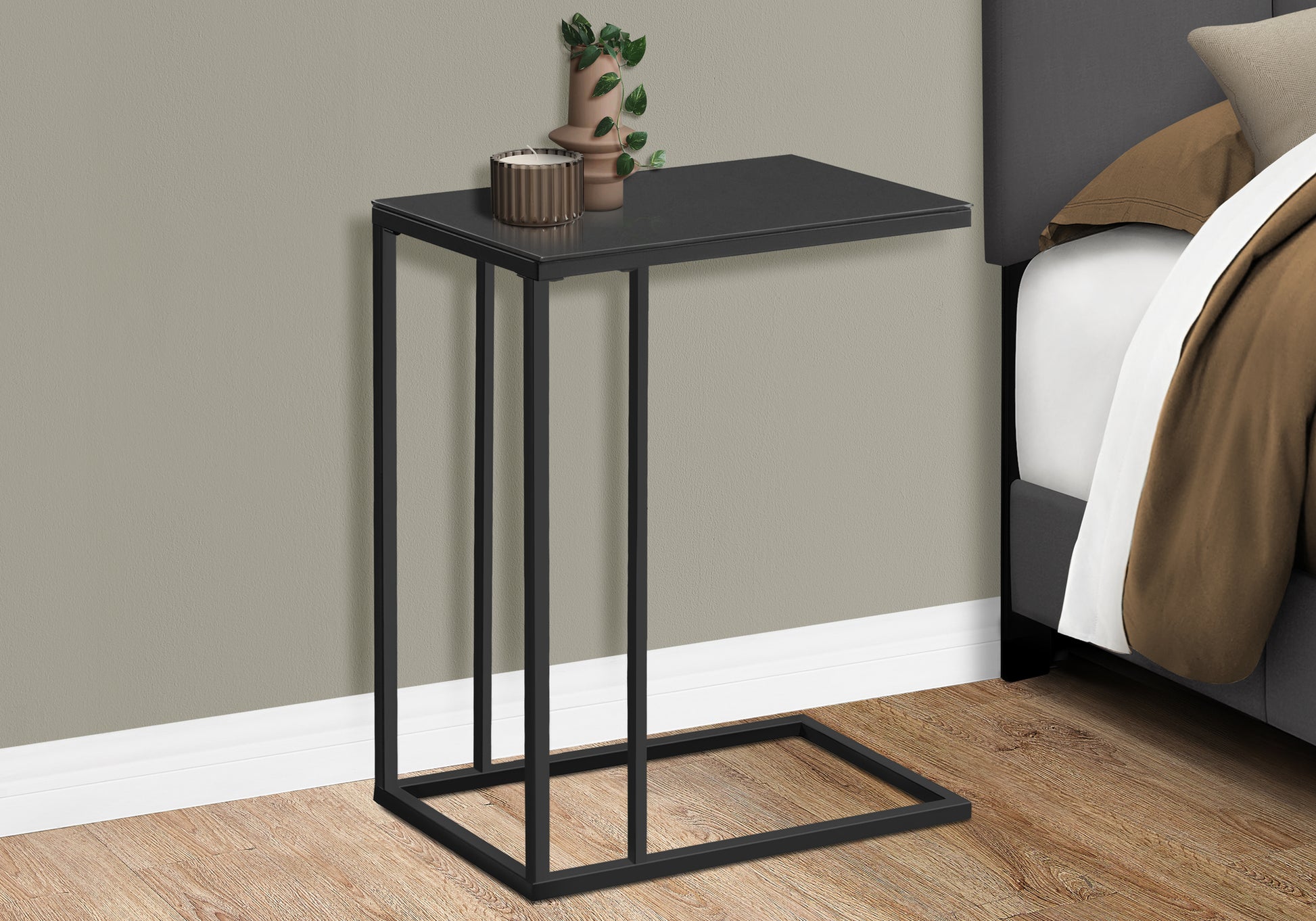 ACCENT TABLE - BLACK METAL / BLACK TEMPERED GLASS-Accent Table-DECOROLALA
