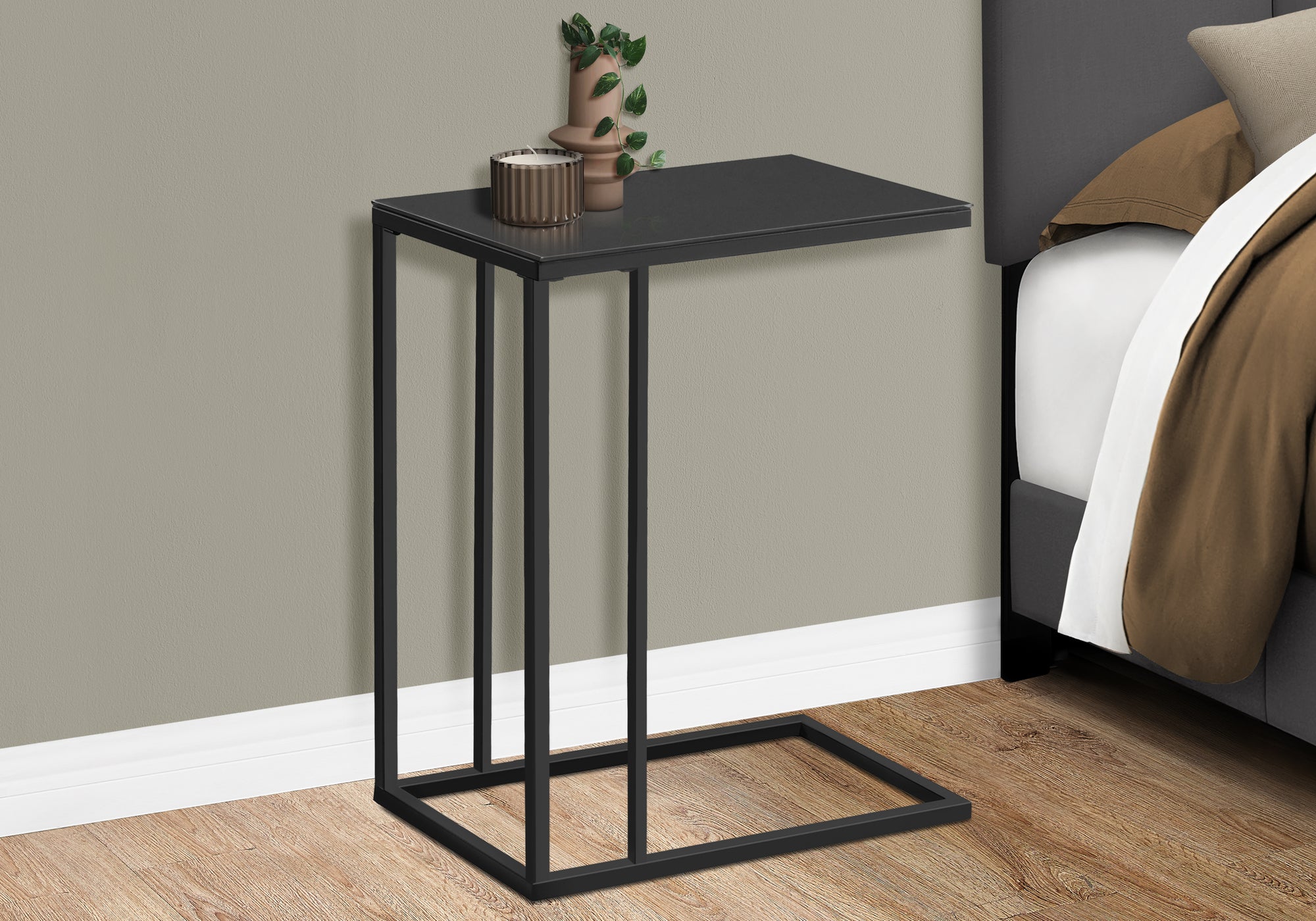 ACCENT TABLE - BLACK METAL / BLACK TEMPERED GLASS-Accent Table-DECOROLALA