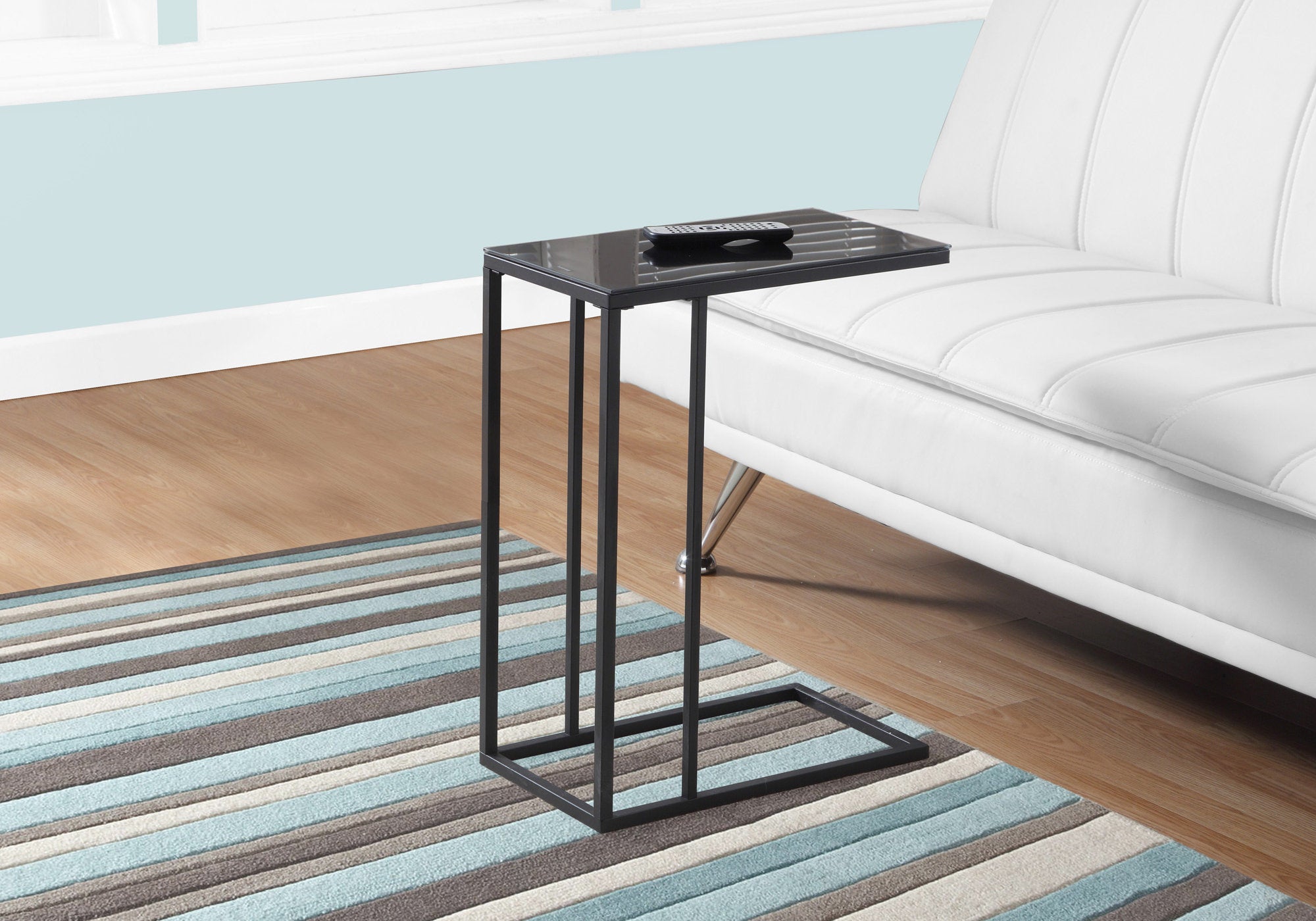 ACCENT TABLE - BLACK METAL / BLACK TEMPERED GLASS-Accent Table-DECOROLALA