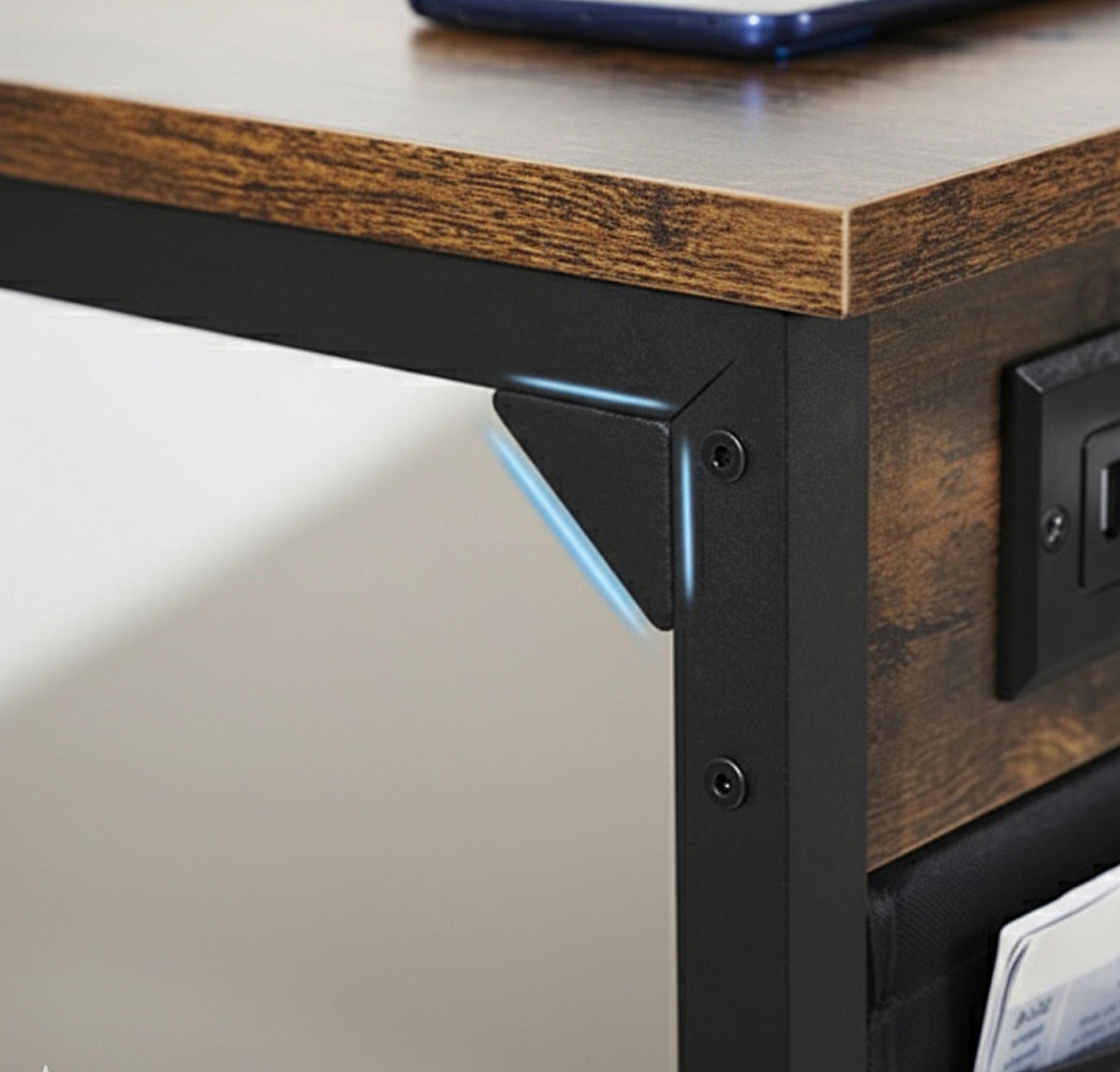 ACCENT TABLE RECLAIMED WOOD BLACK USB SET OF 2-Accent Tables-DECOROLALA