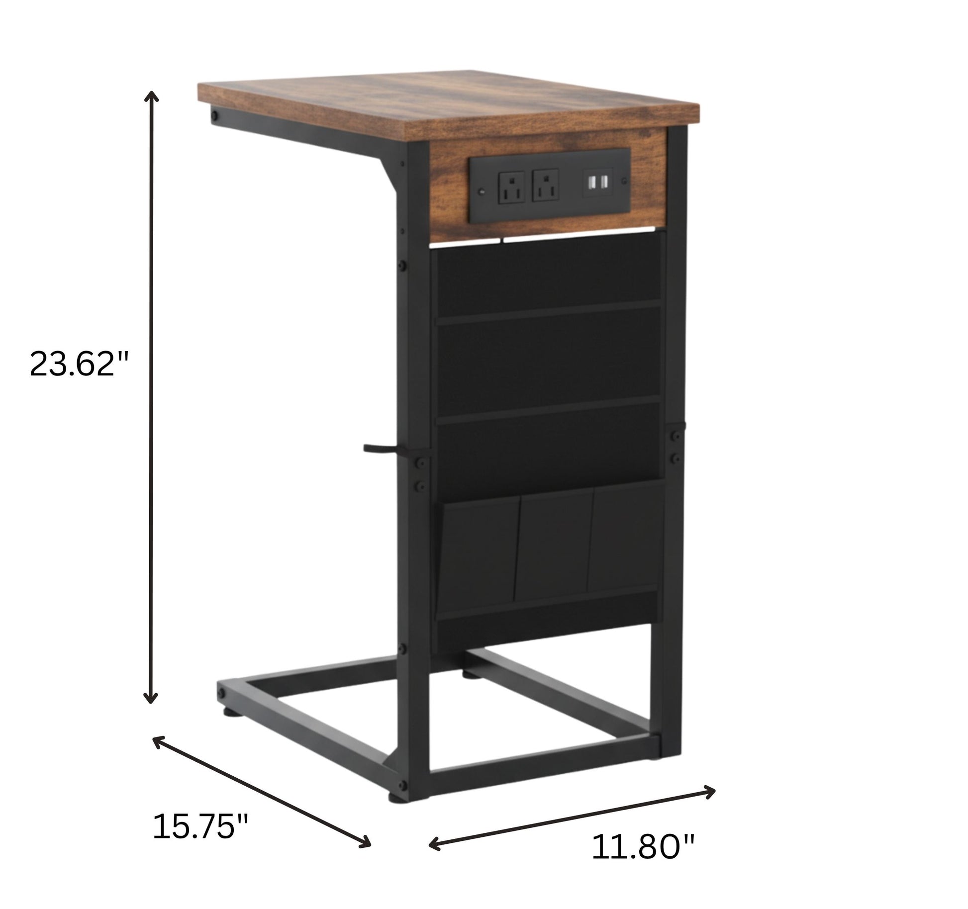 ACCENT TABLE RECLAIMED WOOD BLACK USB SET OF 2-Accent Tables-DECOROLALA