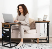 ACCENT TABLE RECLAIMED WOOD BLACK USB SET OF 2-Accent Tables-DECOROLALA
