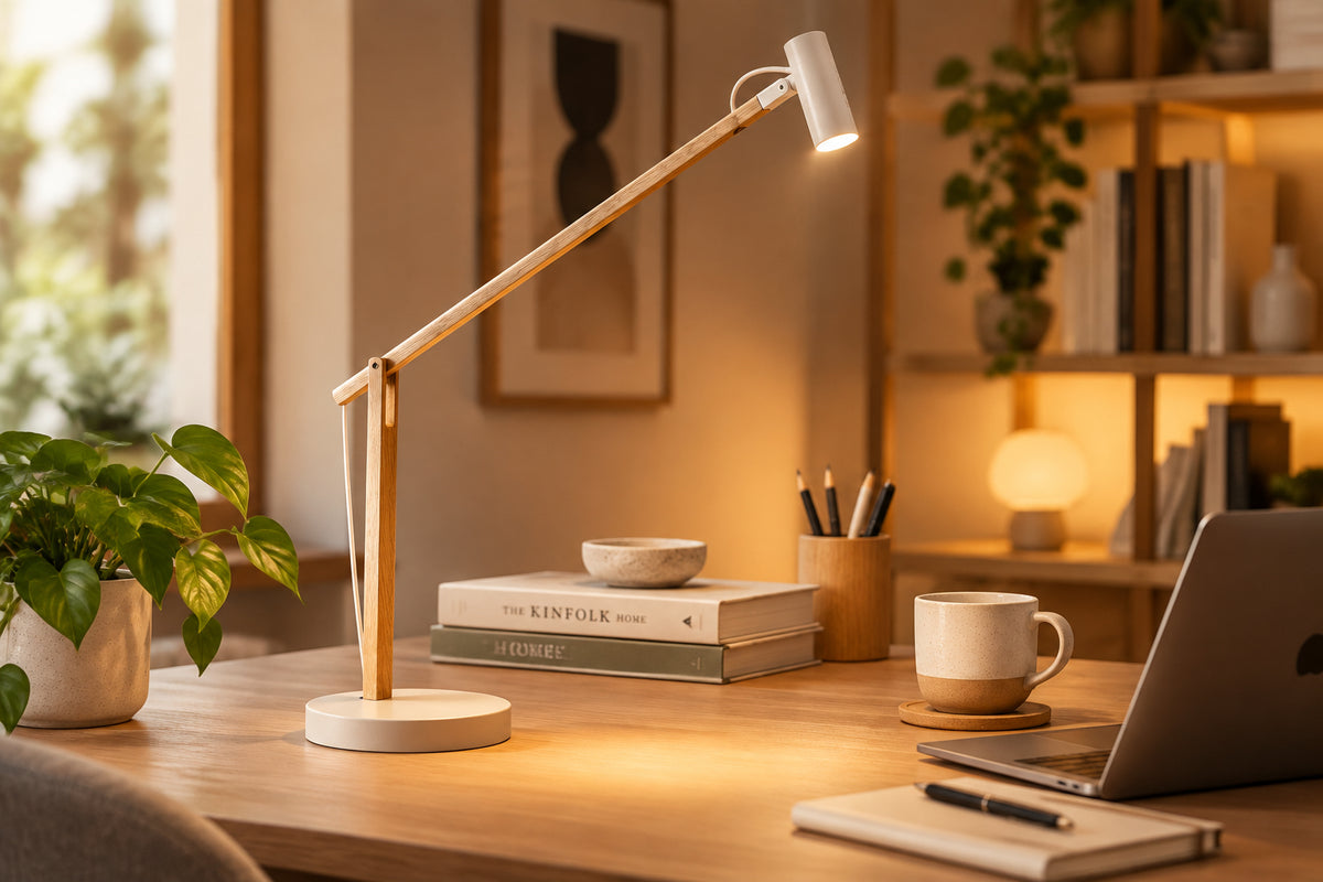 ADS360 Crane LED Desk Lamp - Natural Wood Adjustable-Lighting-DECOROLALA