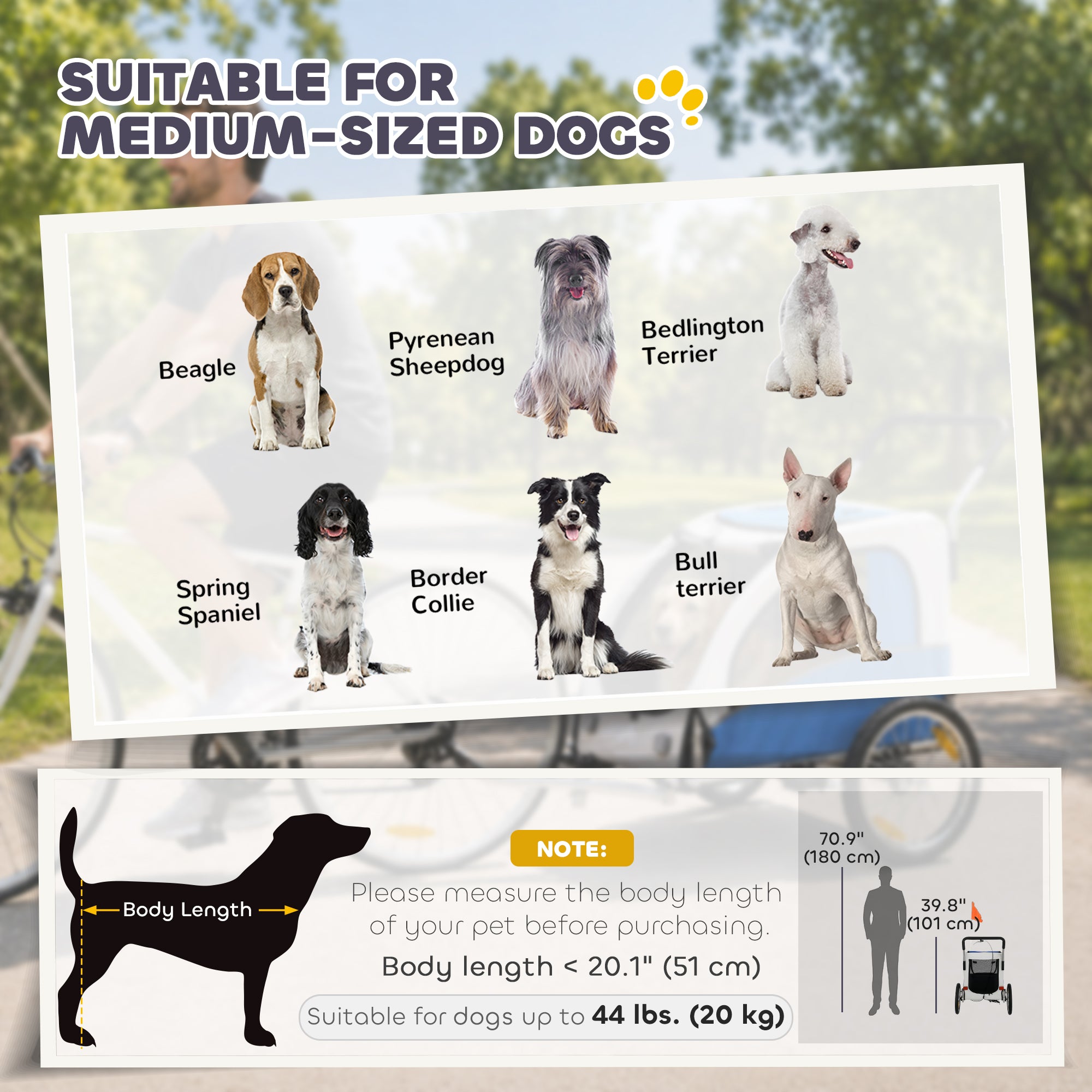Remorque vélo pour chien Aosom 2-en-1, poussette pliable pour animal, remorque de vélo pour chien avec suspension, attache universelle pour vélo, gris clair