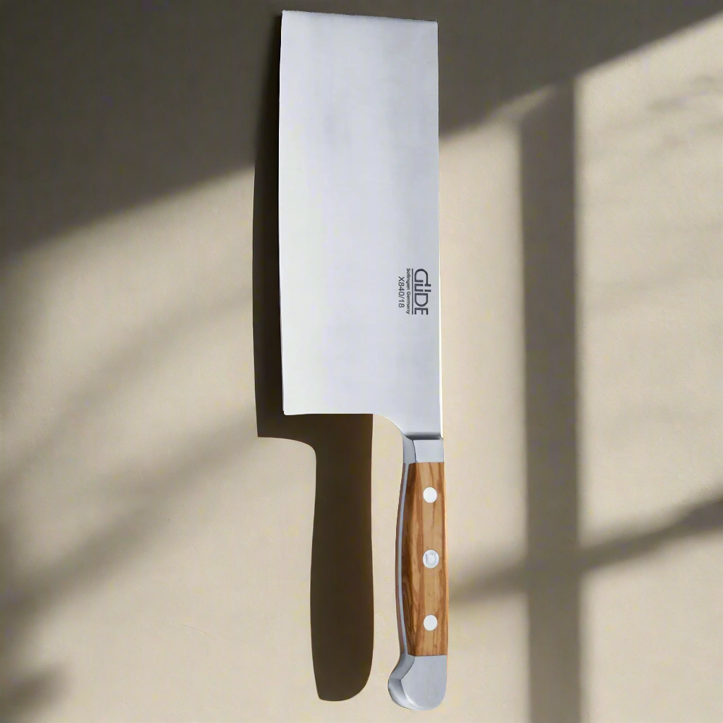 ALPHA OLIVE | Chinese Chef's Knife 8" blade / Olive Wood handle-Chef Knife-DECOROLALA