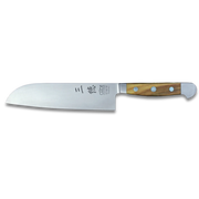 ALPHA OLIVE | Santoku Knife Smooth Blade 7 inch | Forged Steel / Olive wood handle-Santoku Knife-DECOROLALA