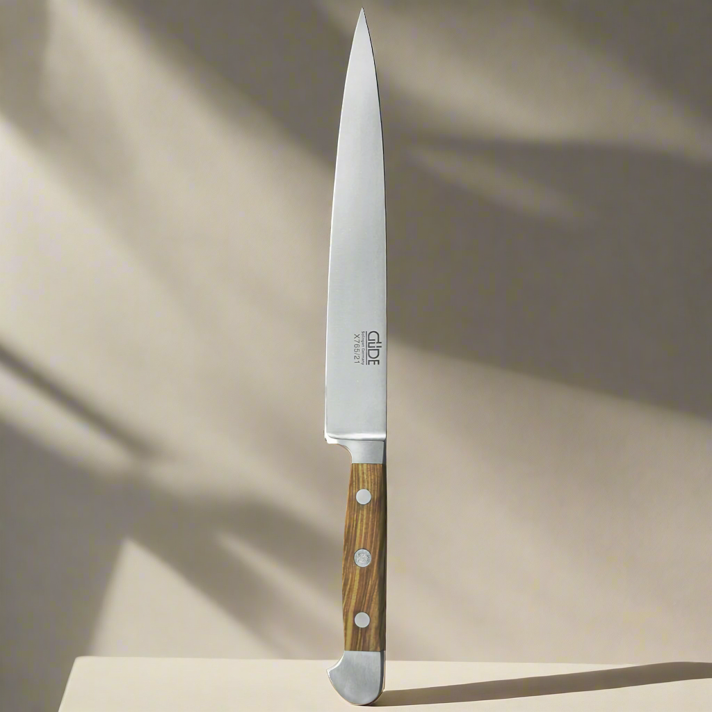 ALPHA OLIVE | Slicing / HAM Knife 8" | Forged Steel / Olive wood handle-Carving Knife-DECOROLALA