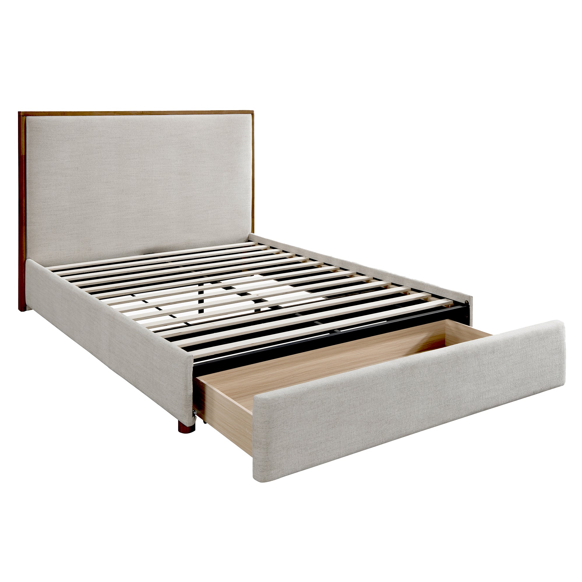 ANDOVER-60" PLATFORM BED w/DRAWER-OAT-DECOROLALA