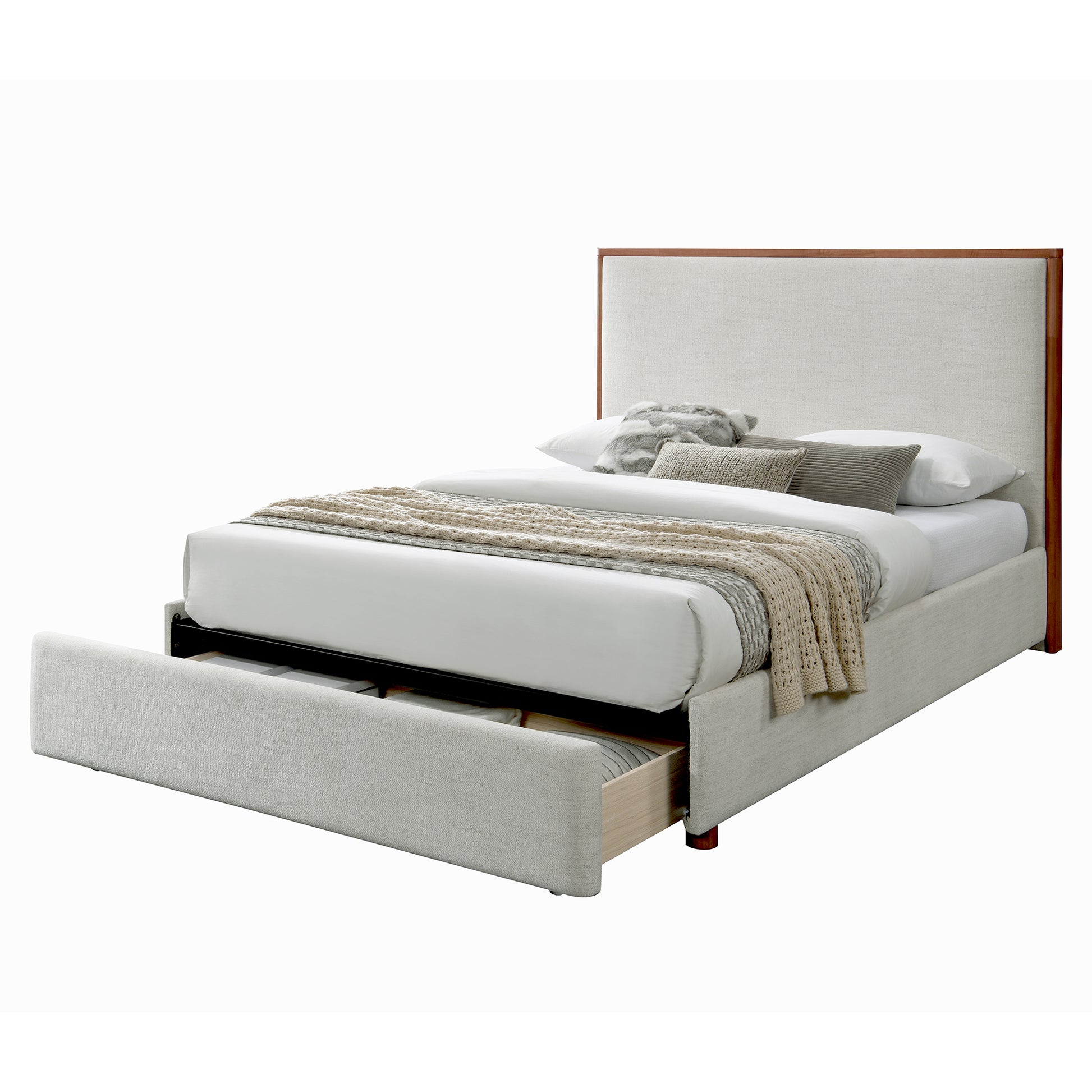 ANDOVER-60" PLATFORM BED w/DRAWER-OAT-DECOROLALA
