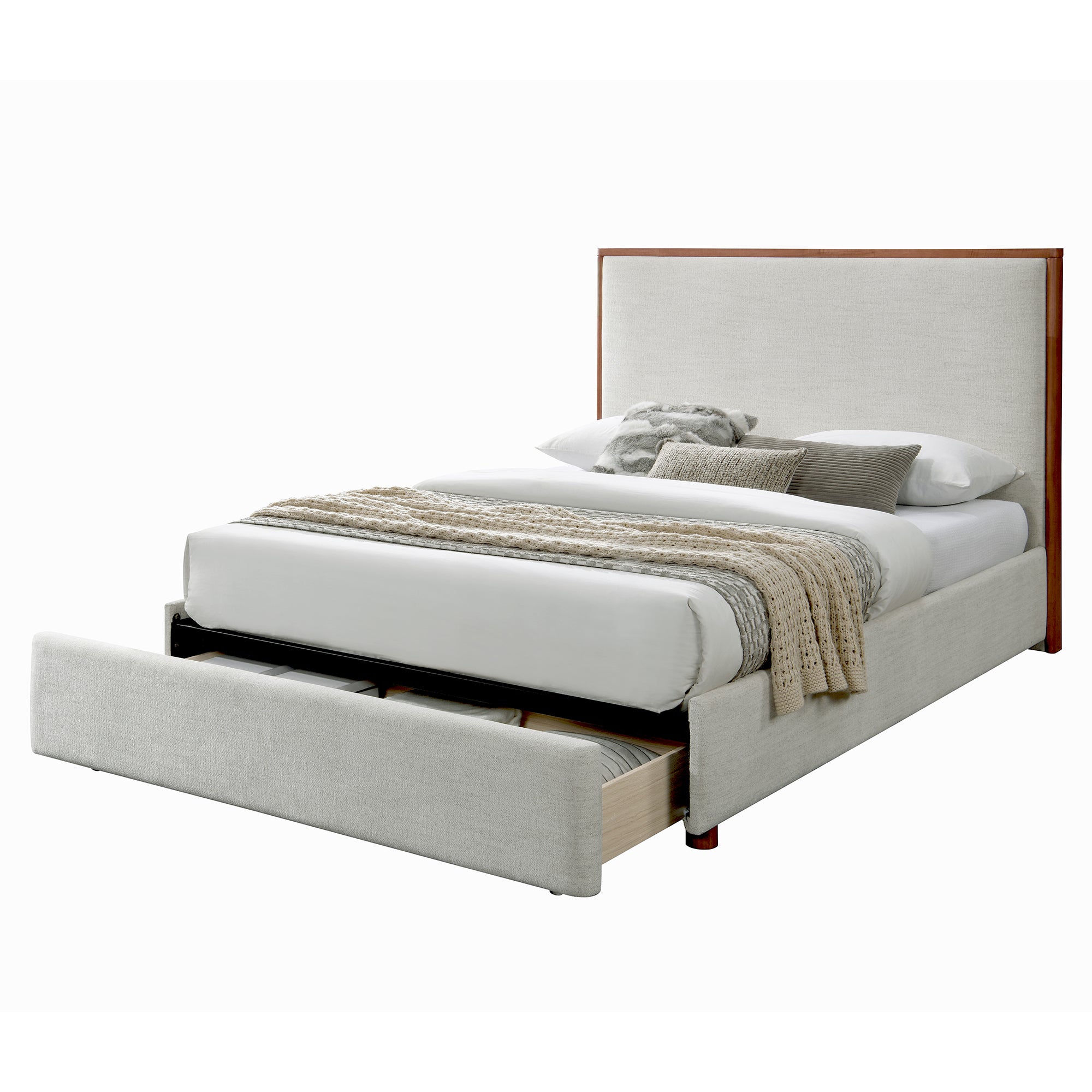 ANDOVER-60" PLATFORM BED w/DRAWER-OAT-DECOROLALA