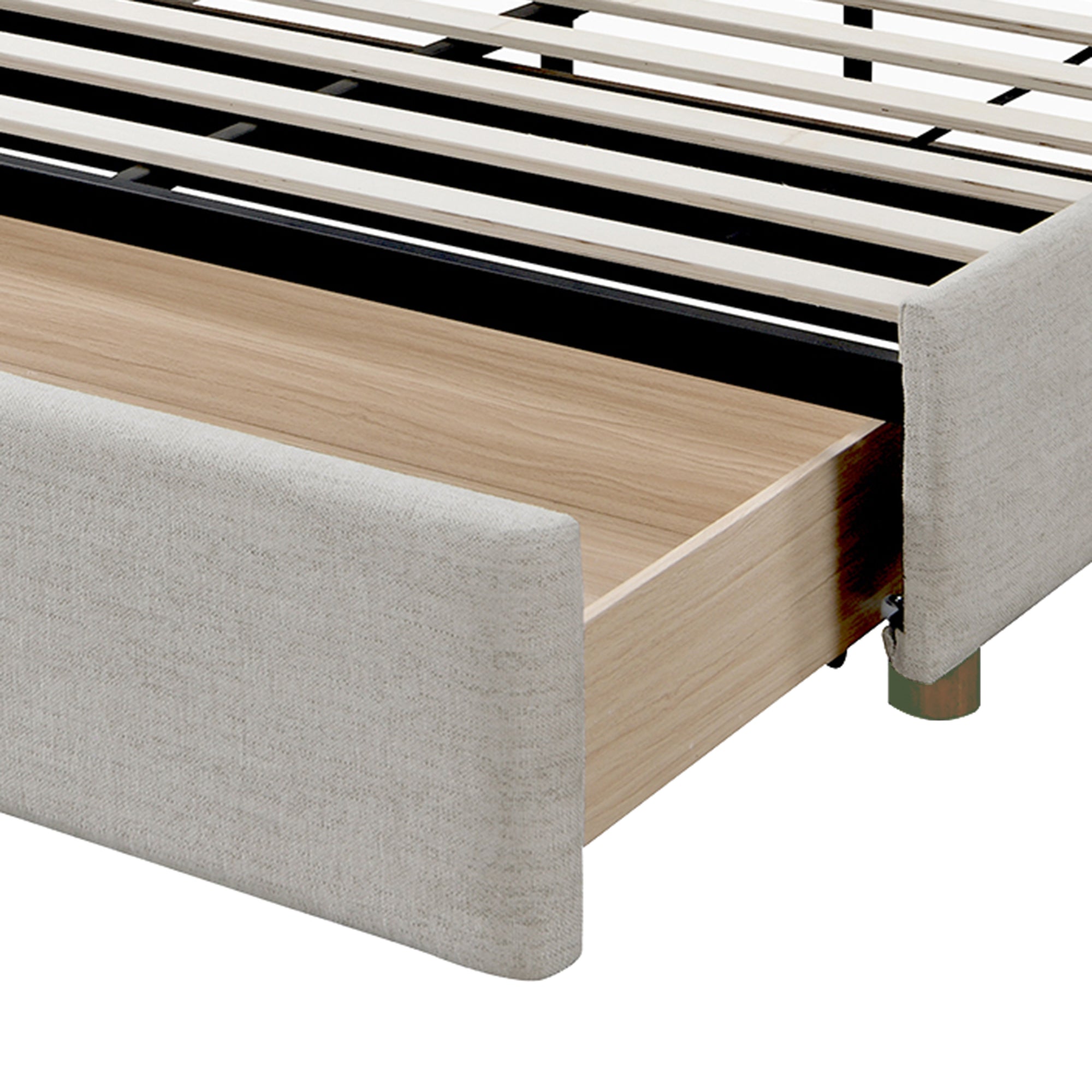 ANDOVER-60" PLATFORM BED w/DRAWER-OAT-DECOROLALA