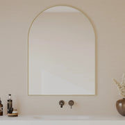 30" Arched Aluminum Frame Mirror in Brushed Gold