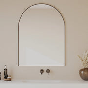 30" Arched Aluminum Frame Mirror in Matte Black