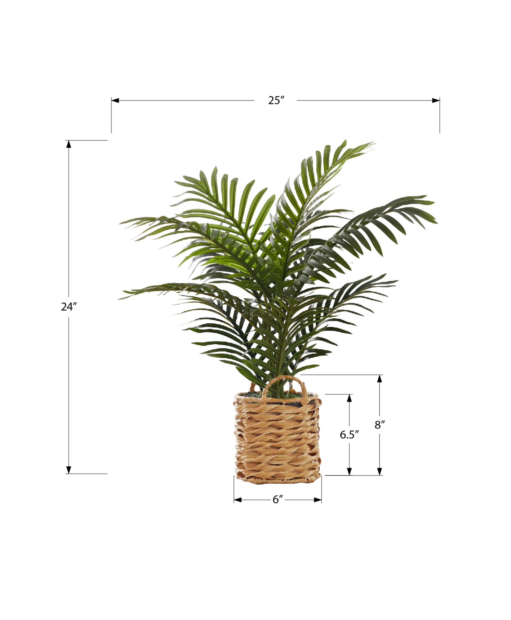 ARTIFICIAL PLANT - 24"H / INDOOR PALM / 8" WOVEN BASKET-Artificial Plant-DECOROLALA