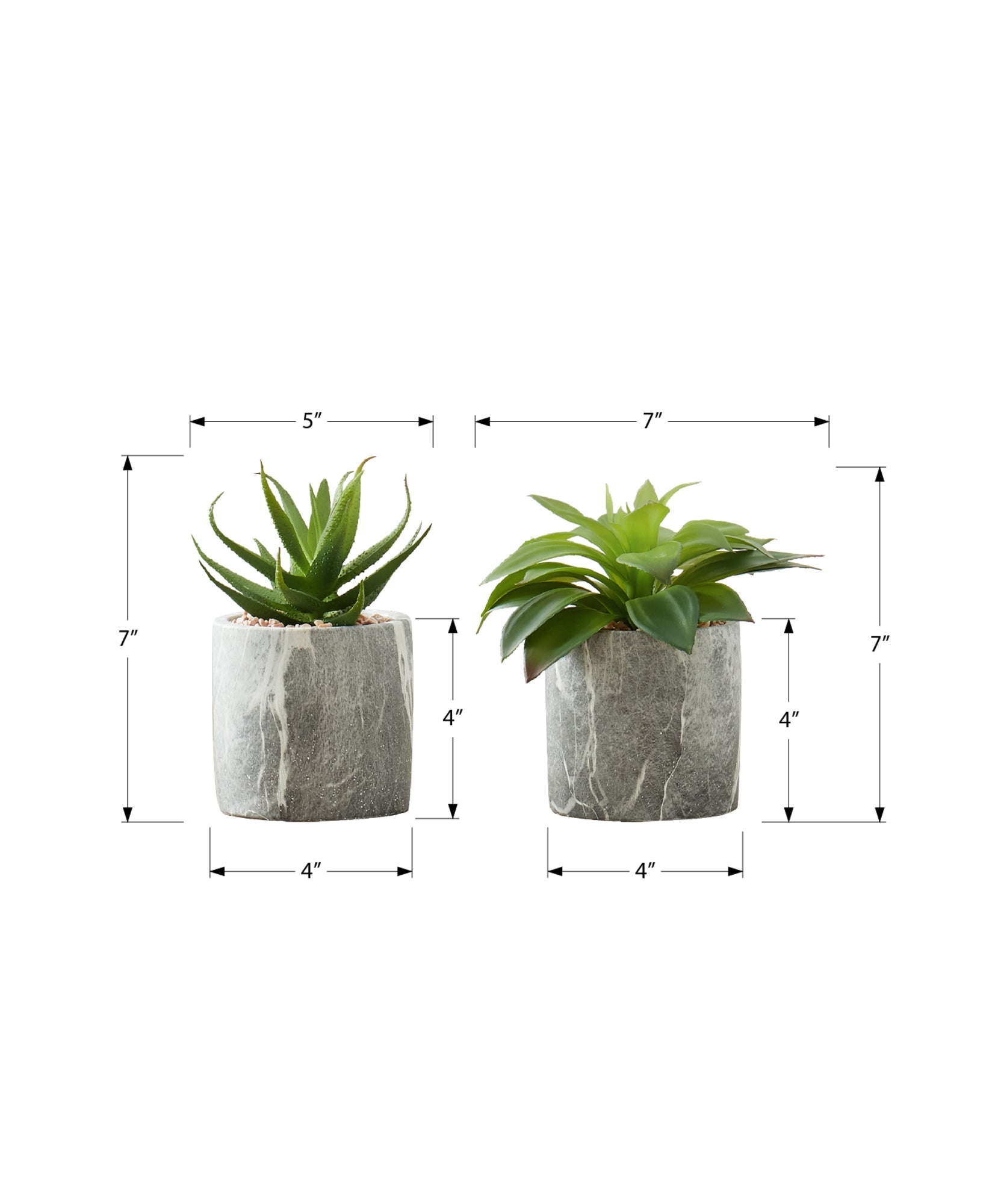 ARTIFICIAL PLANT - 2PCS / 7"H SUCCULENT IN 4" CEMENT POT-Artificial Plant-DECOROLALA
