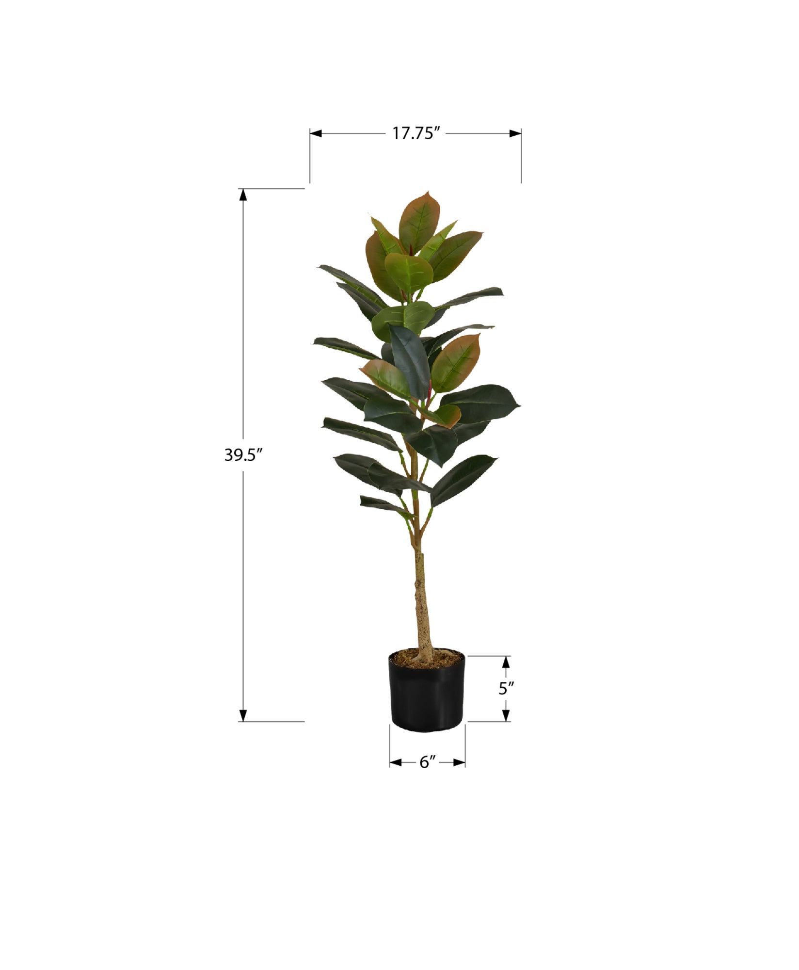ARTIFICIAL PLANT - 40"H / INDOOR RUBBER TREE IN A 5" POT-Artificial Plant-DECOROLALA