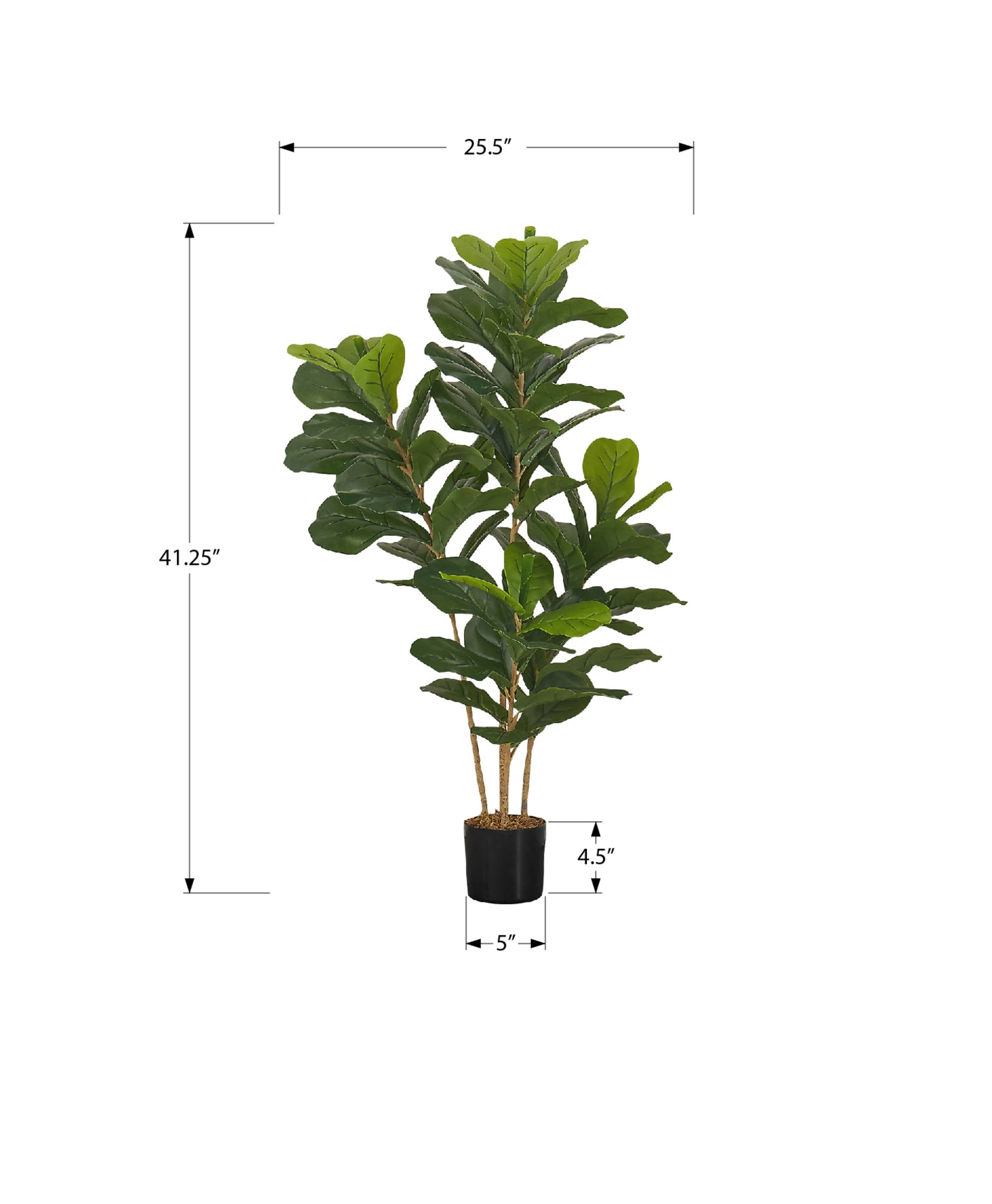 ARTIFICIAL PLANT - 41"H / INDOOR FIDDLE TREE IN A 5" POT-Artificial Plant-DECOROLALA