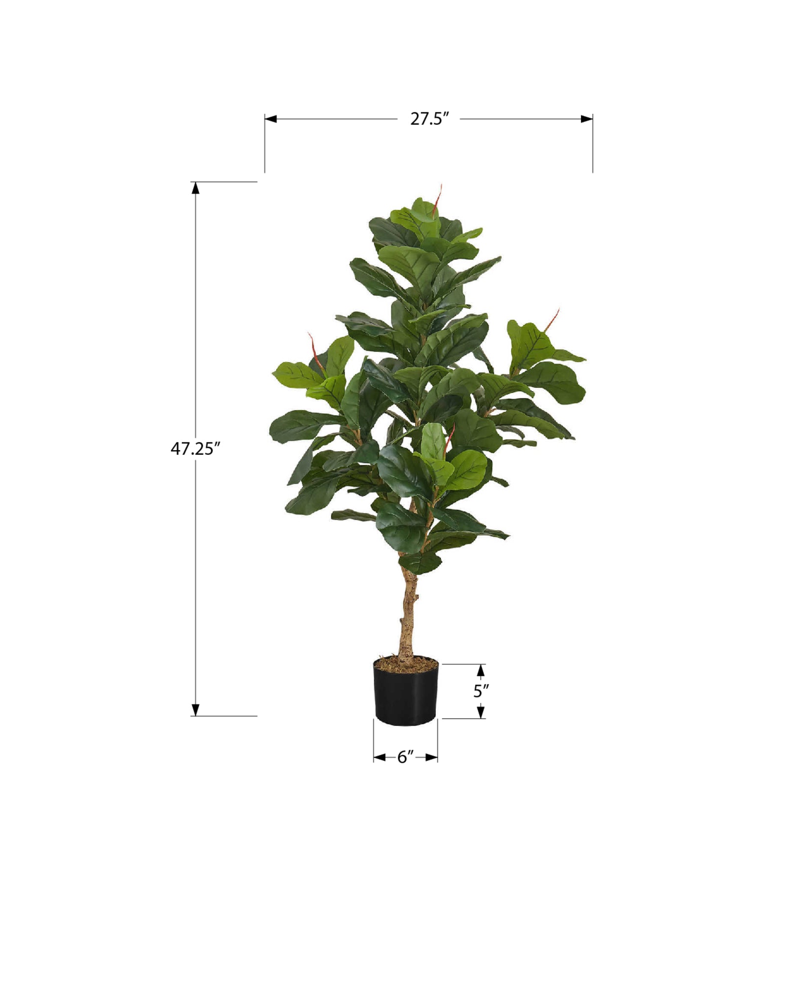 ARTIFICIAL PLANT - 47"H / INDOOR FIDDLE TREE IN A 5" POT-Artificial Plant-DECOROLALA