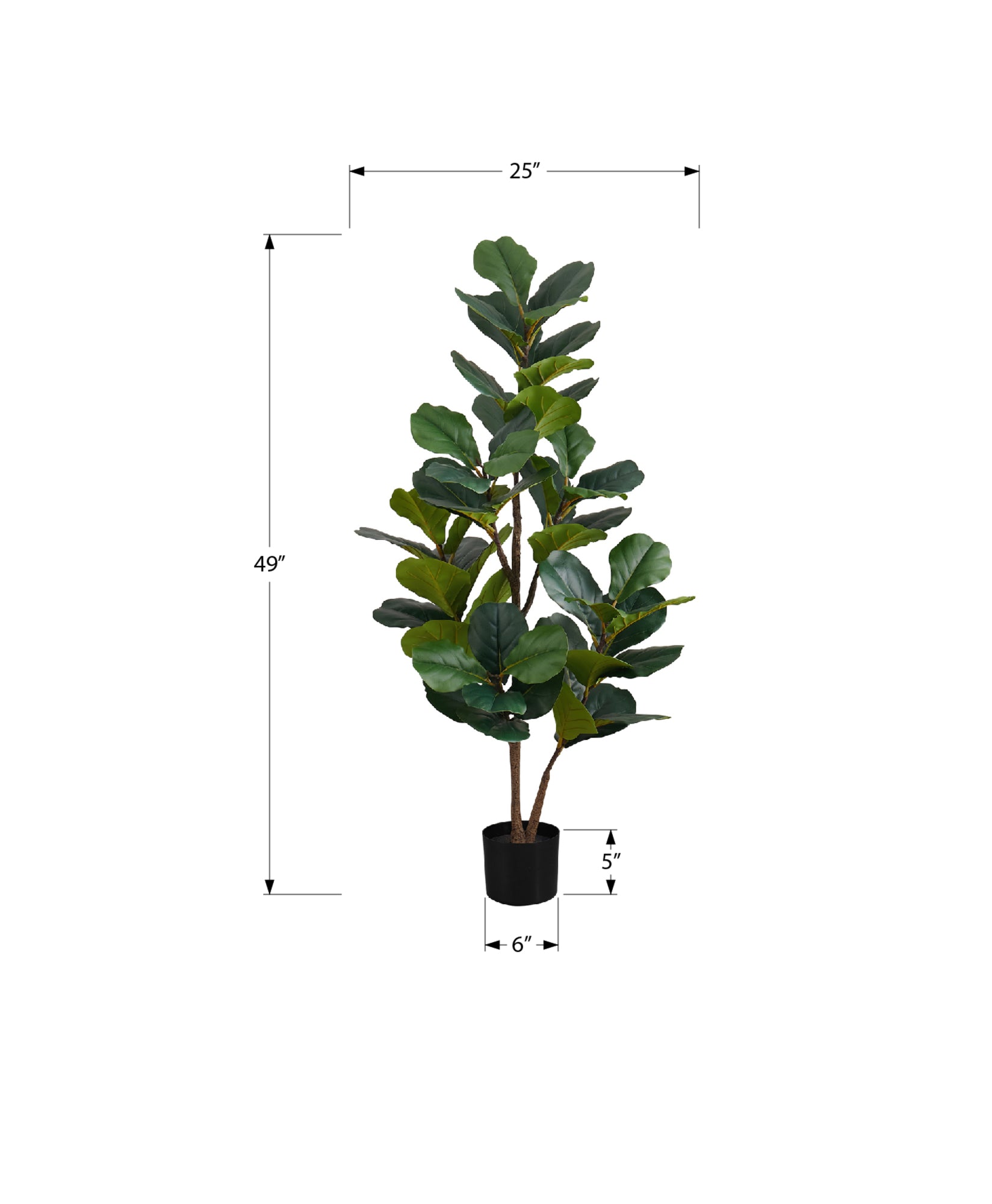 ARTIFICIAL PLANT - 49"H / INDOOR FIDDLE TREE IN A 5" POT-Artificial Plant-DECOROLALA