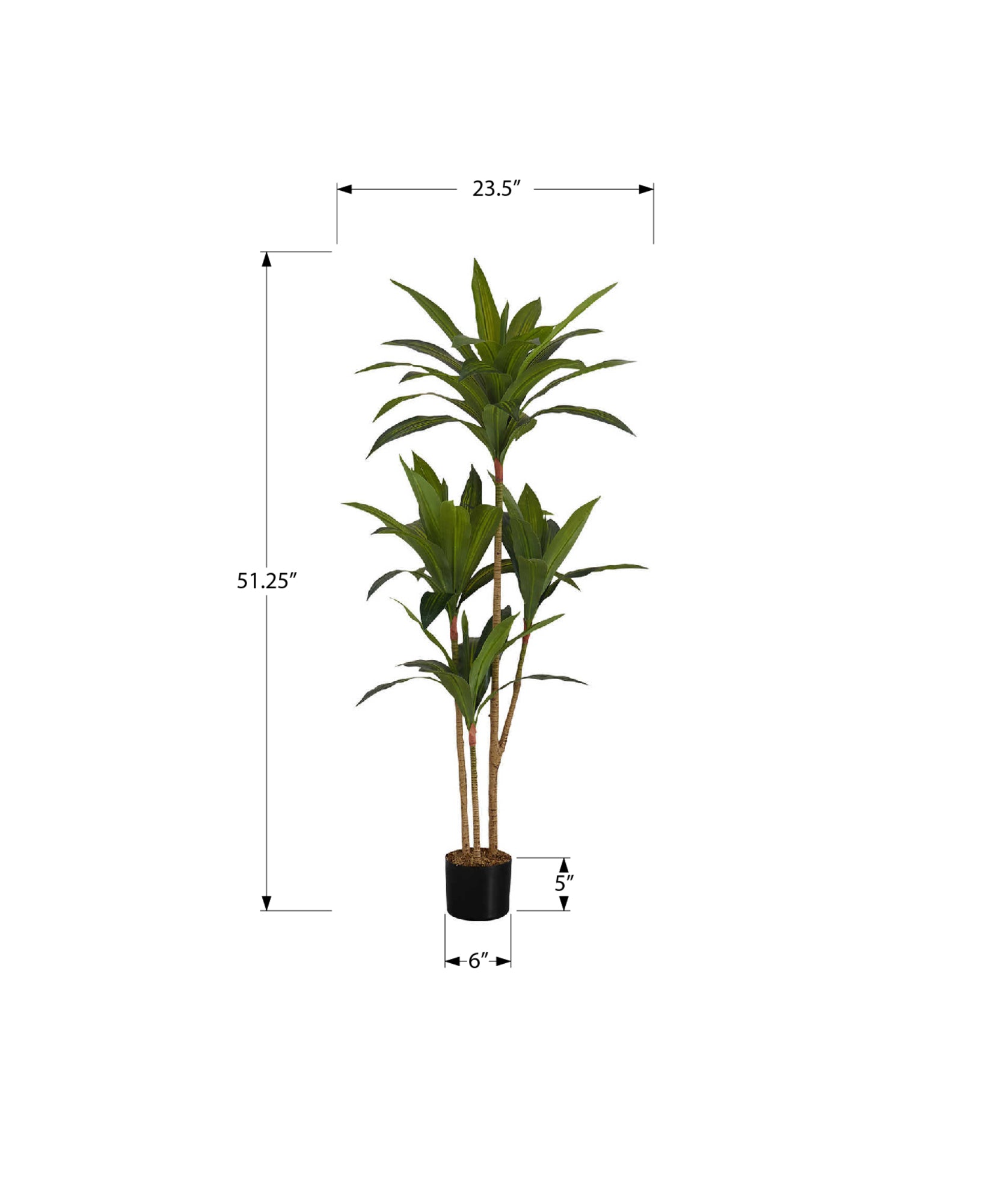 ARTIFICIAL PLANT - 51"H / INDOOR DRACAENA IN A 5" POT-Artificial Plant-DECOROLALA