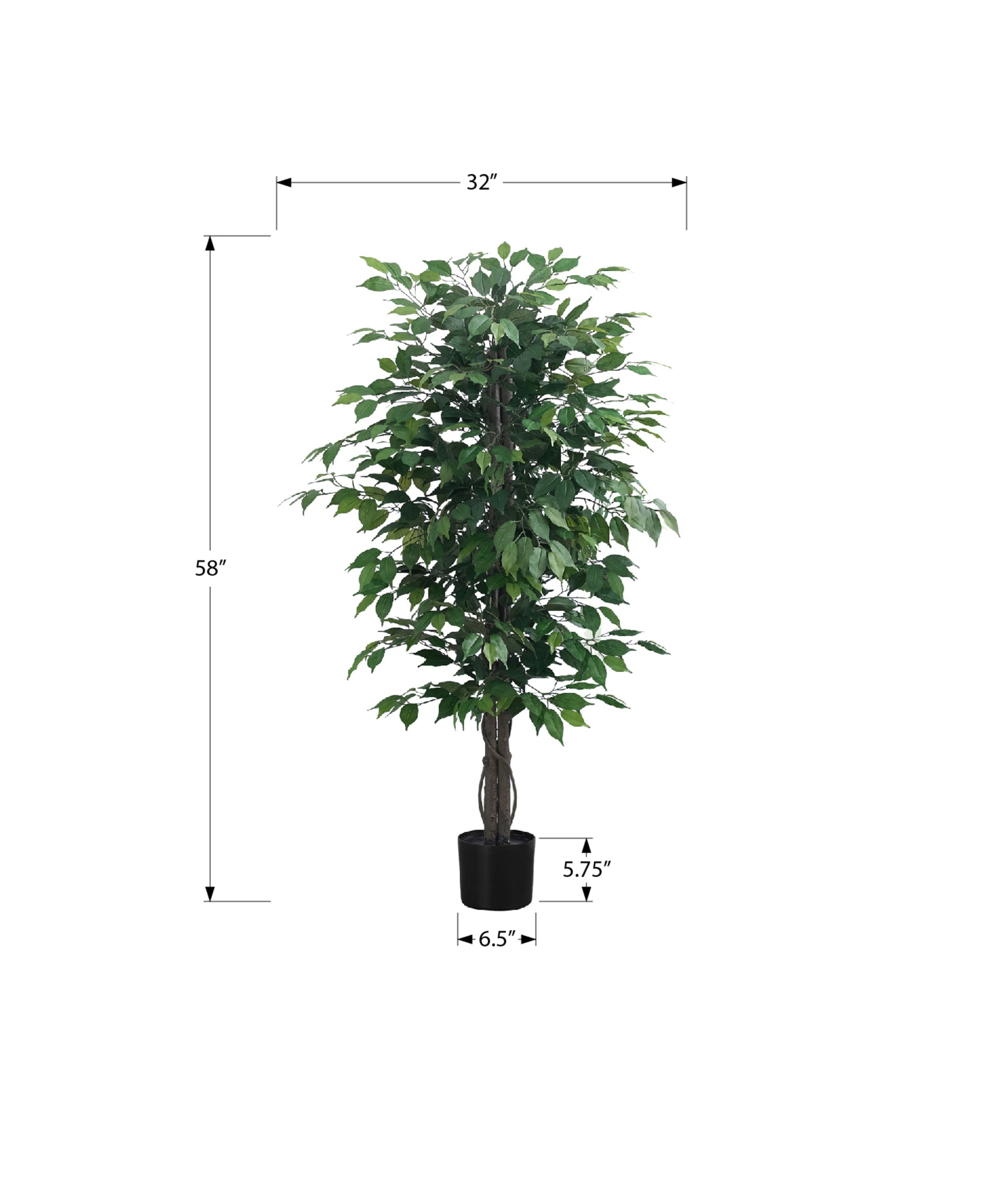 ARTIFICIAL PLANT - 58"H / INDOOR FICUS TREE IN A 6" POT-Artificial Plant-DECOROLALA