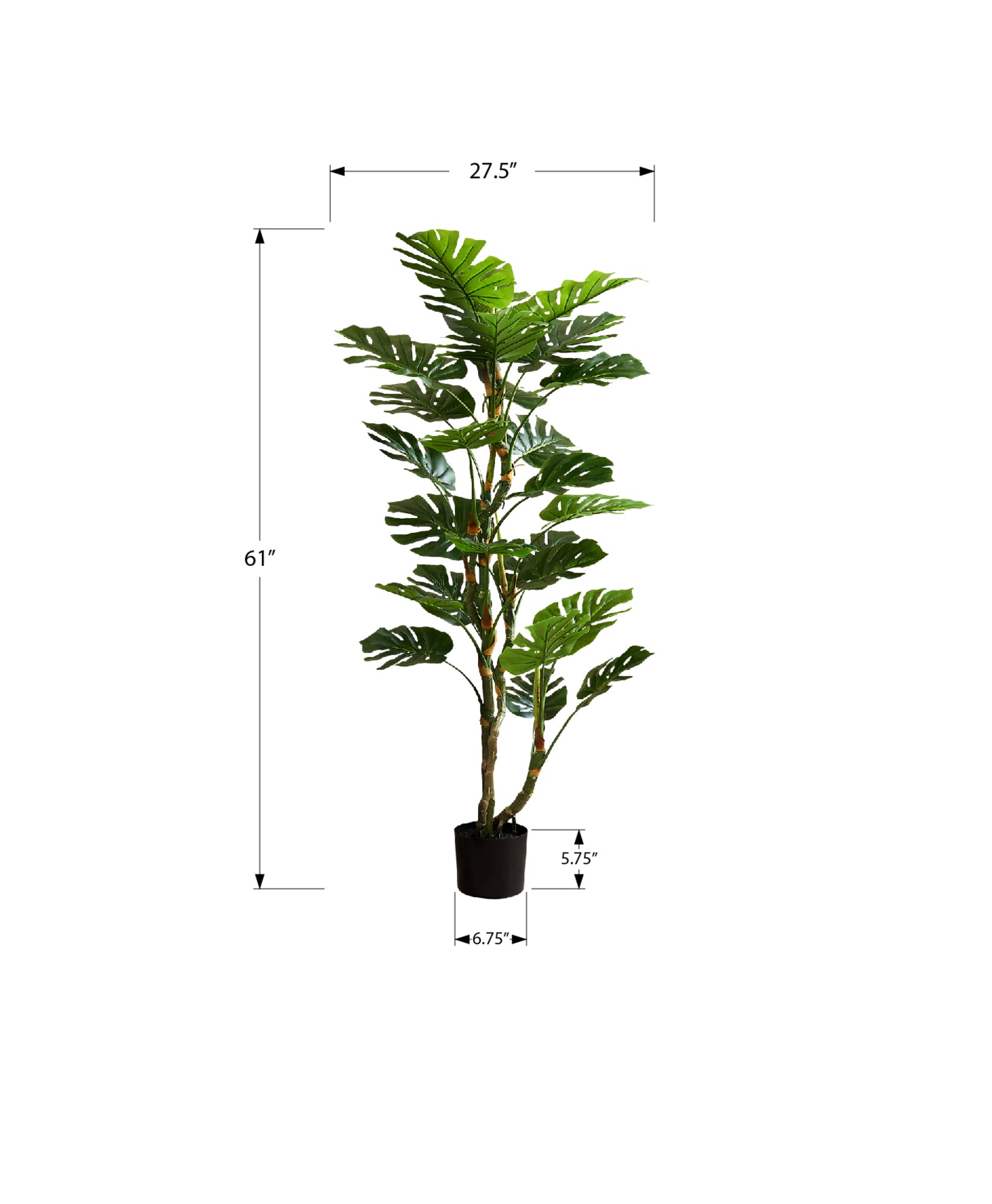 ARTIFICIAL PLANT - 61"H / INDOOR MONSTERA TREE / 7" POT-Artificial Plant-DECOROLALA