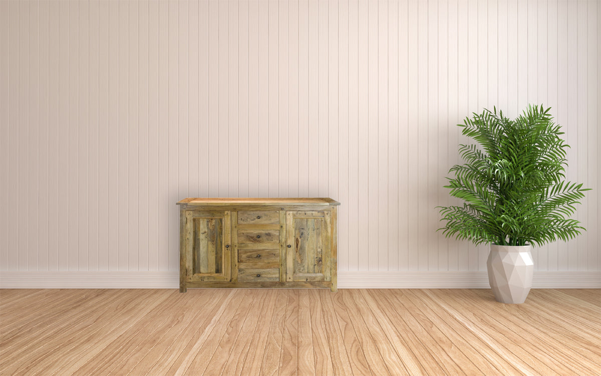 Granary 4 Drawer Sideboard - Solid Mango Wood Oak Finish