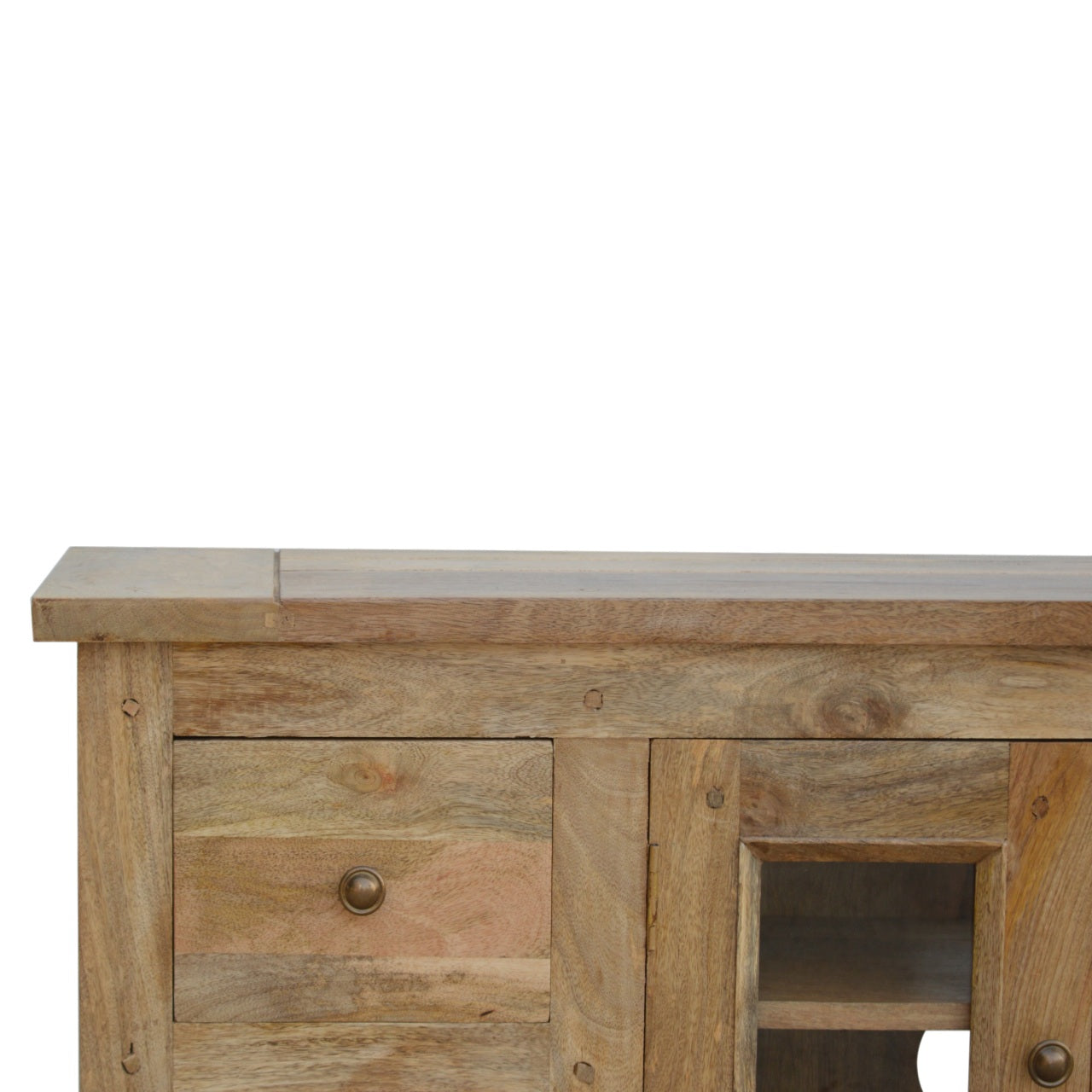 Granary Glazed 4-Drawer TV Unit - Solid Mango Wood Oak-ish Finish