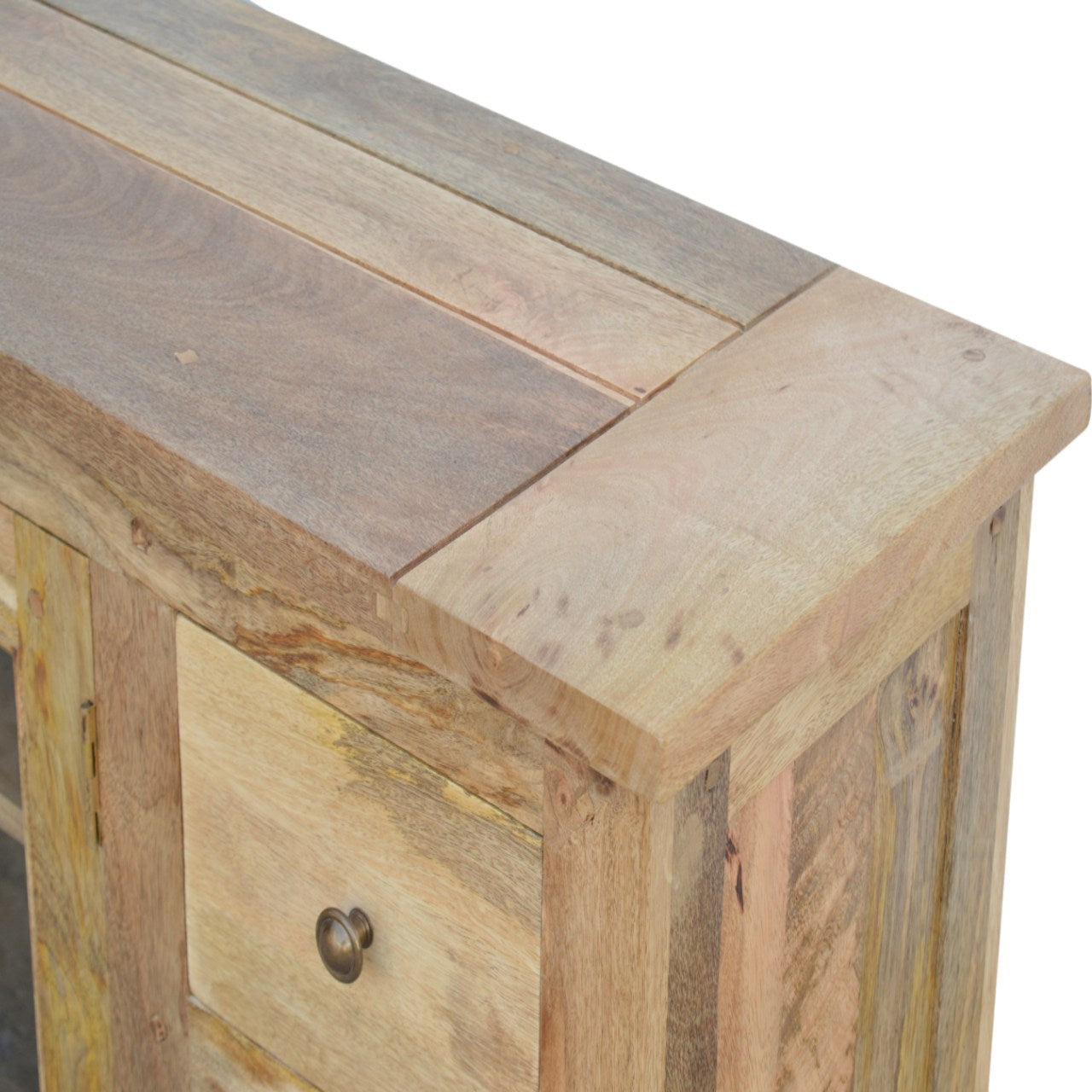 Granary Glazed 4-Drawer TV Unit - Solid Mango Wood Oak-ish Finish