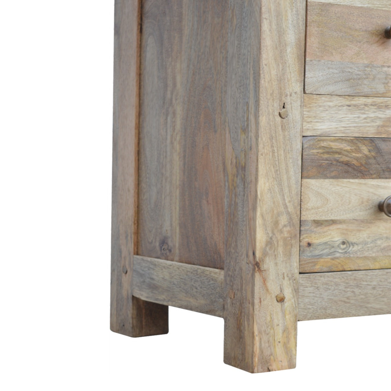 Granary Glazed 4-Drawer TV Unit - Solid Mango Wood Oak-ish Finish