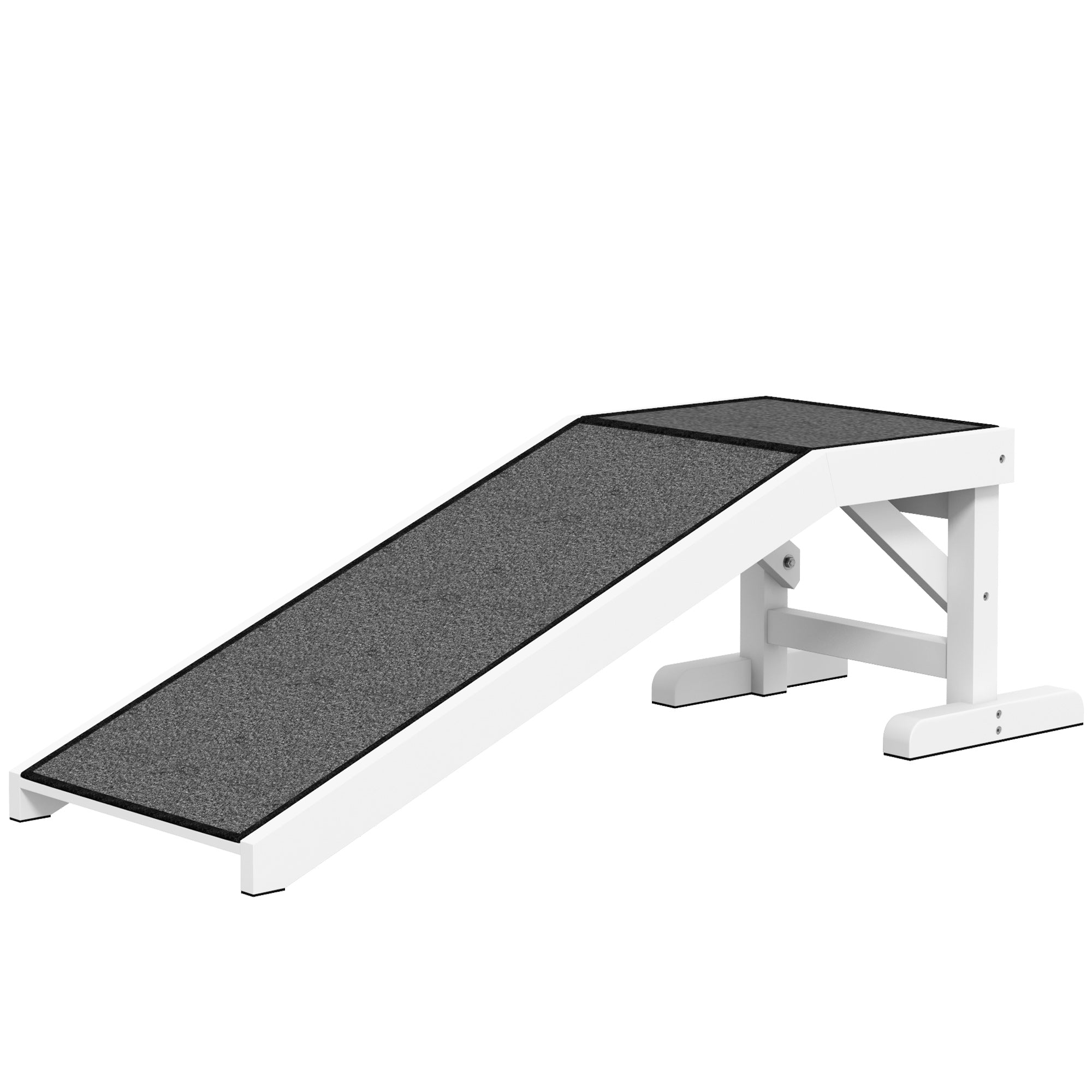 Rampe pour animaux, marches de lit pour chiens et chats avec moquette antidérapante, 49"L x 16"W x 14"H, blanc gris