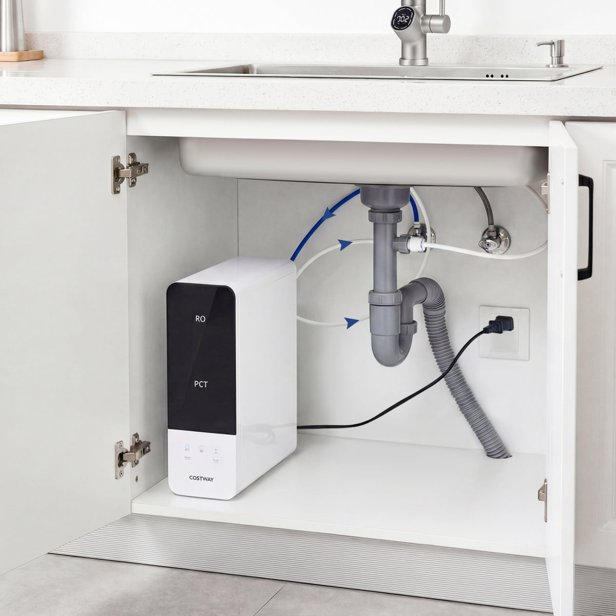 AW-RB05 Alkaline PH+ Reverse Osmosis Water Filter 600 GPD Tankless Under-Sink RO System-Black-Small Appliances-DECOROLALA