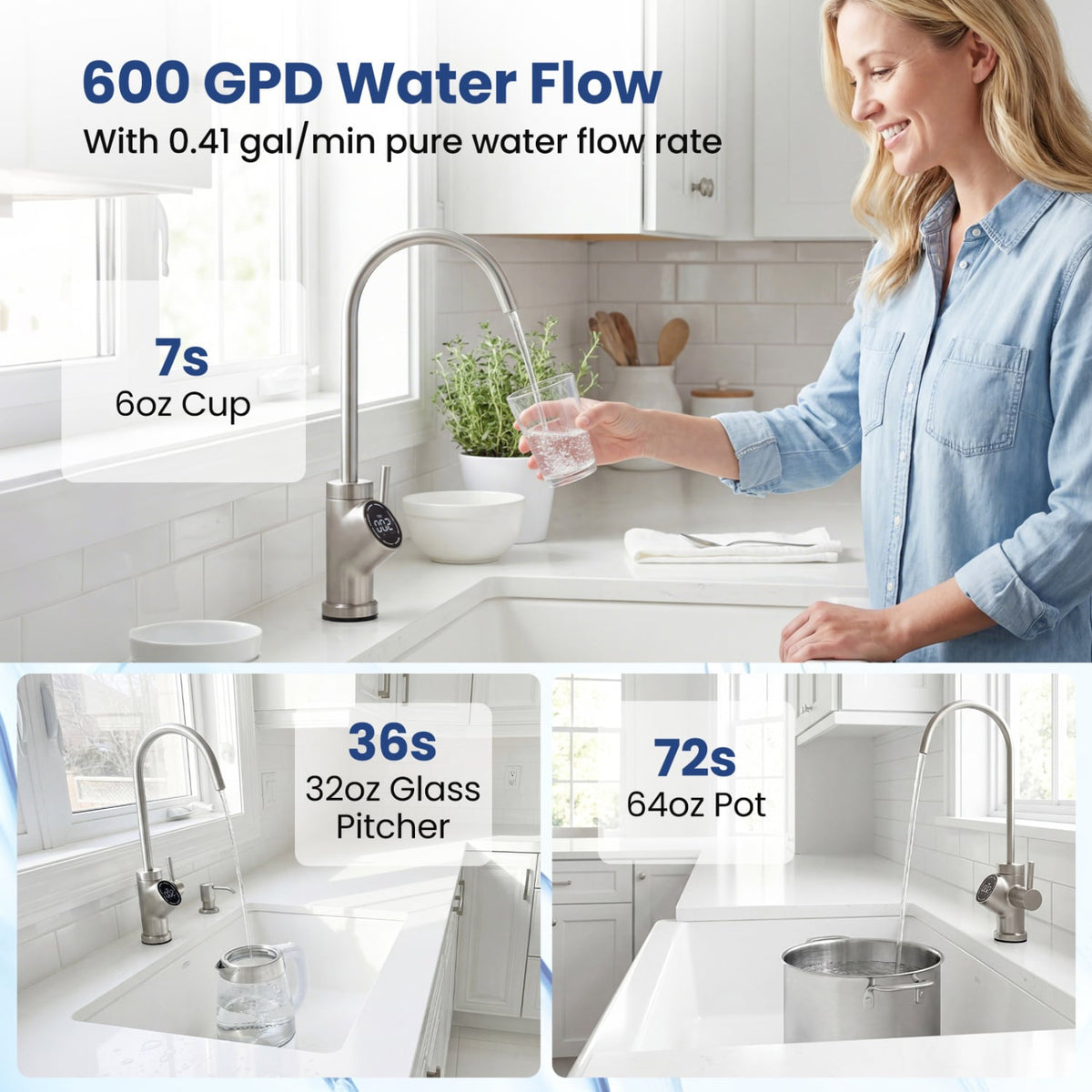 AW-RB05 Alkaline PH+ Reverse Osmosis Water Filter 600 GPD Tankless Under-Sink RO System-Black-Small Appliances-DECOROLALA