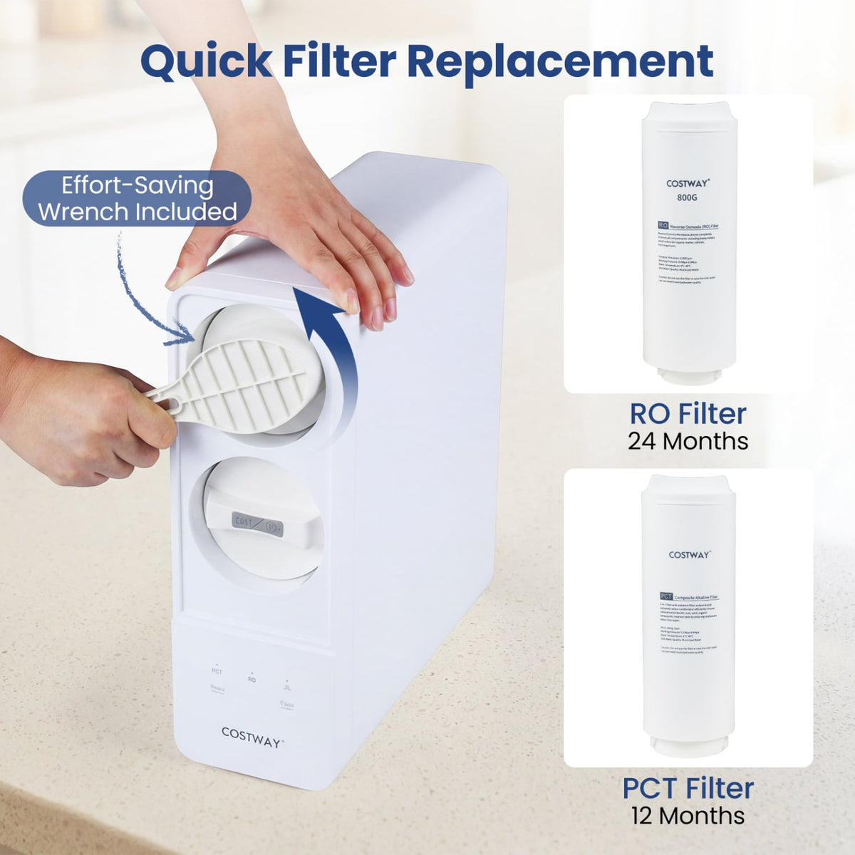 AW-RB05 Alkaline PH+ Reverse Osmosis Water Filter 800 GPD Tankless Under-Sink RO System-Black-Small Appliances-DECOROLALA