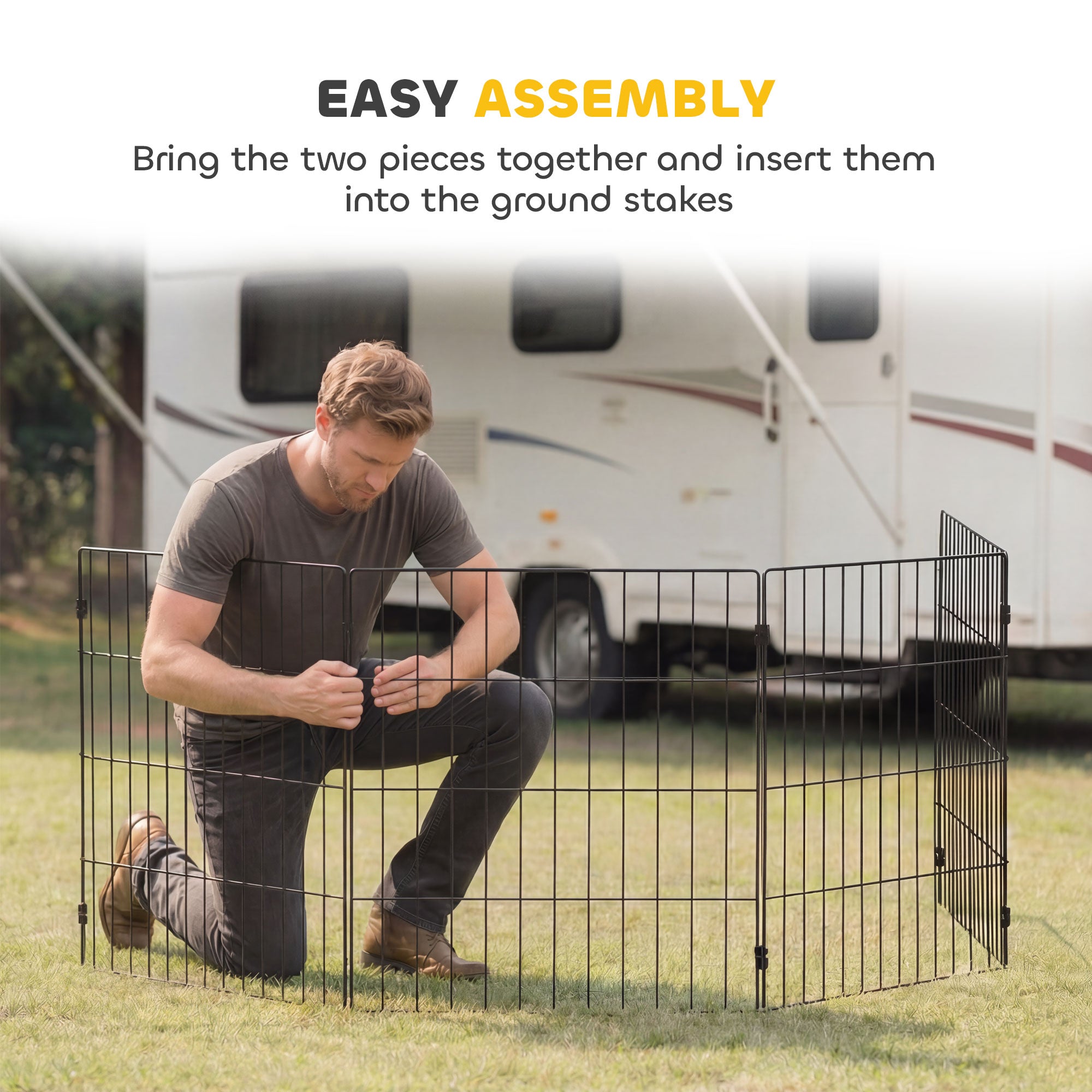 Foldable Metal Exercise Dog Playpen, Expandable Pet Fence Indoor Outdoor Use for Small Dogs, 20" x 24", 8 Panels, Black