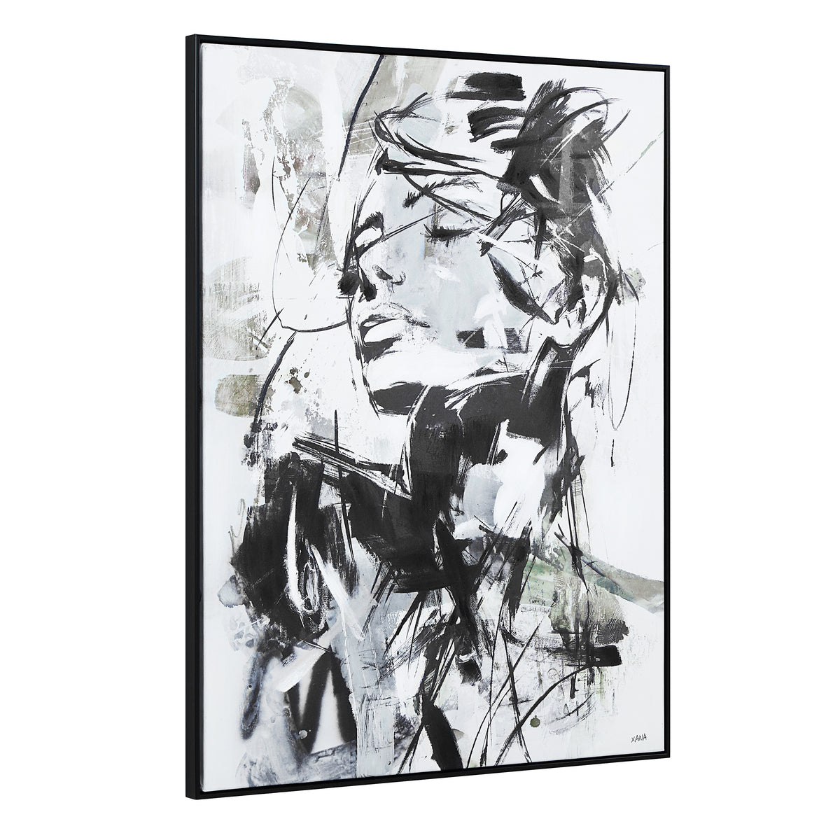 Aaliyah 48" H x 36" W Canvas Art, Black-Canvas Prints-DECOROLALA