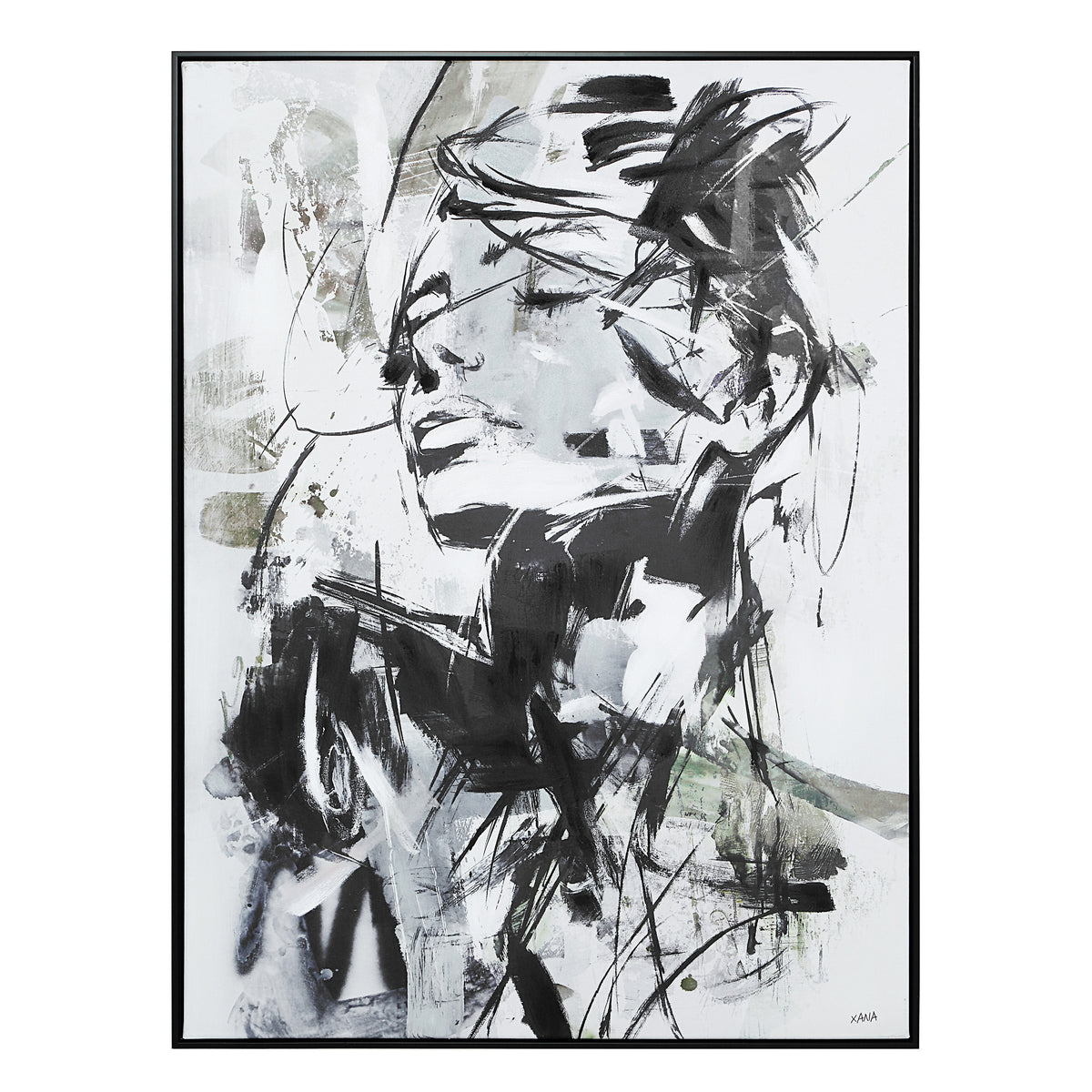 Aaliyah 48" H x 36" W Canvas Art, Black-Canvas Prints-DECOROLALA