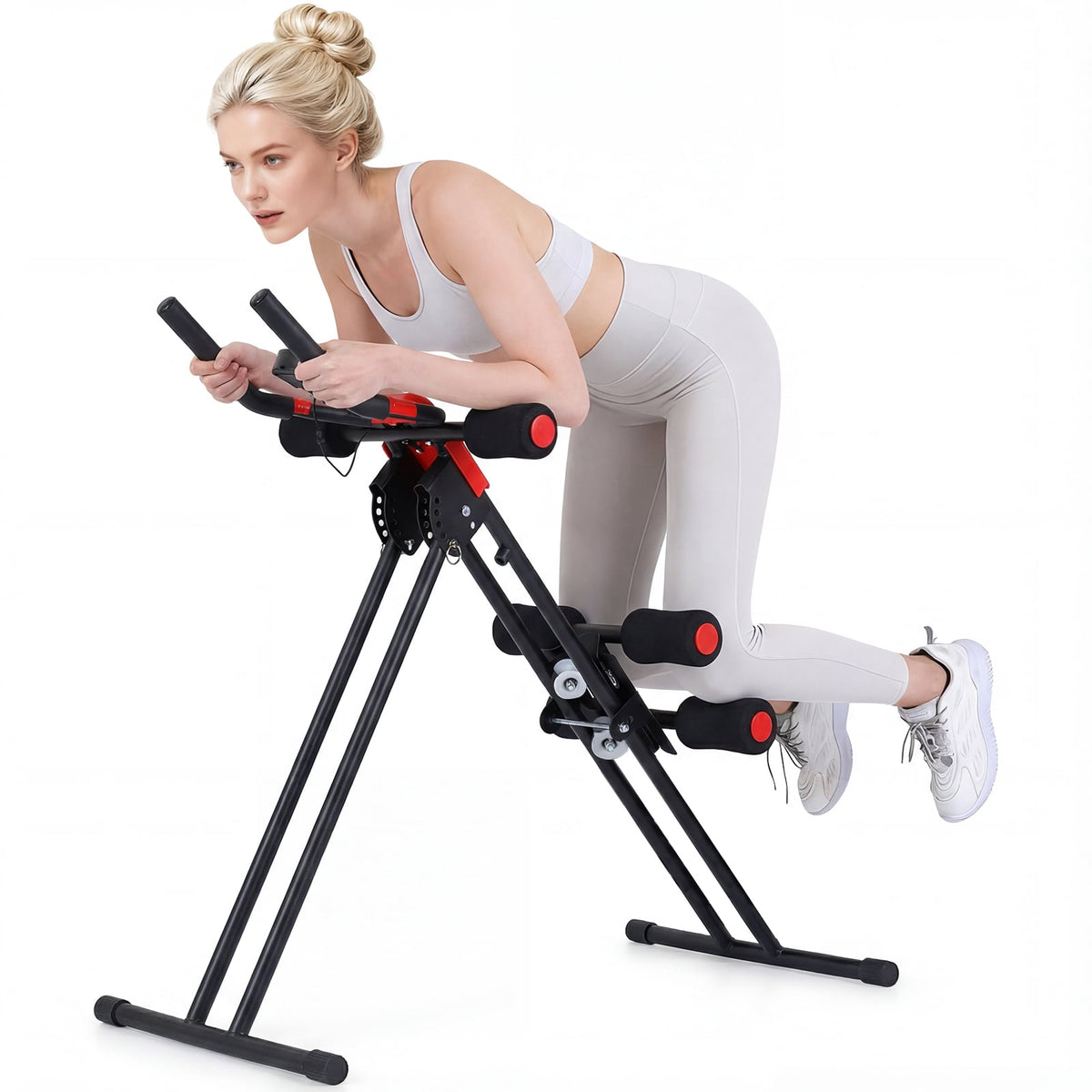 Ab Workout Equipment Foldable Abdominal Trainer Adjustable Ab Machine-Black-Weight Lifting Benches, Racks & Bars-DECOROLALA