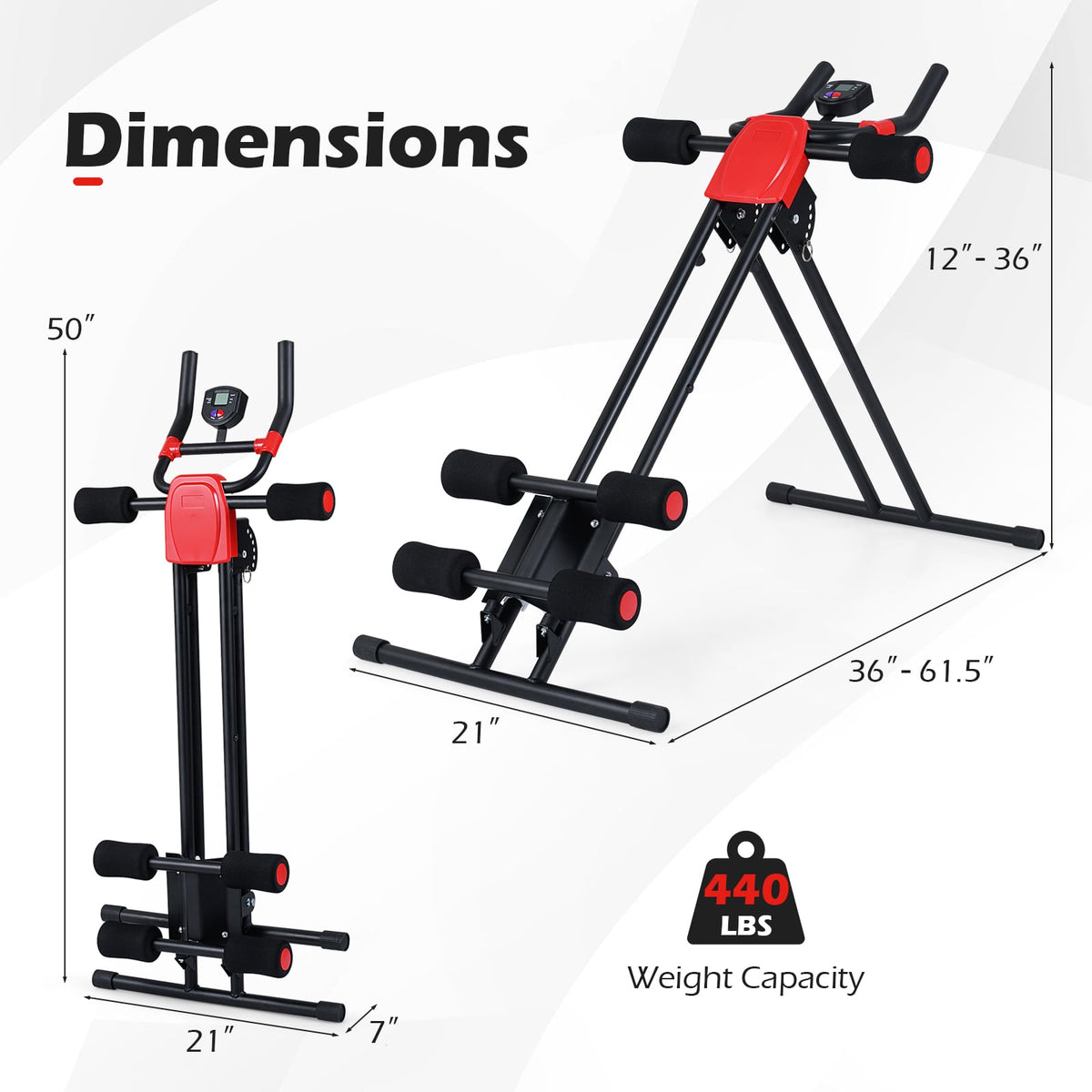 Ab Workout Equipment Foldable Abdominal Trainer Adjustable Ab Machine-Black-Weight Lifting Benches, Racks & Bars-DECOROLALA