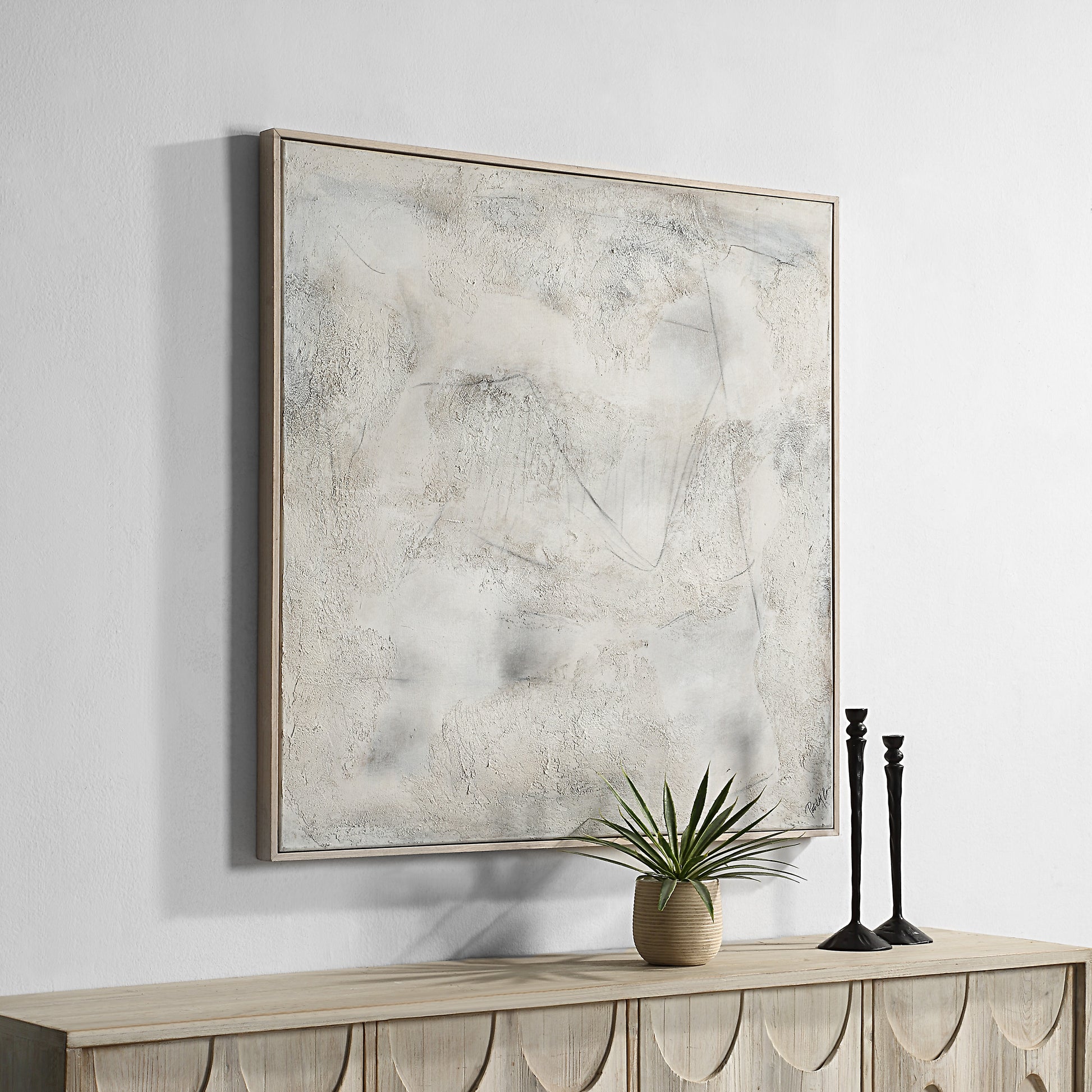 Abadie 48" Wide Canvas Art, White-Canvas Art-DECOROLALA